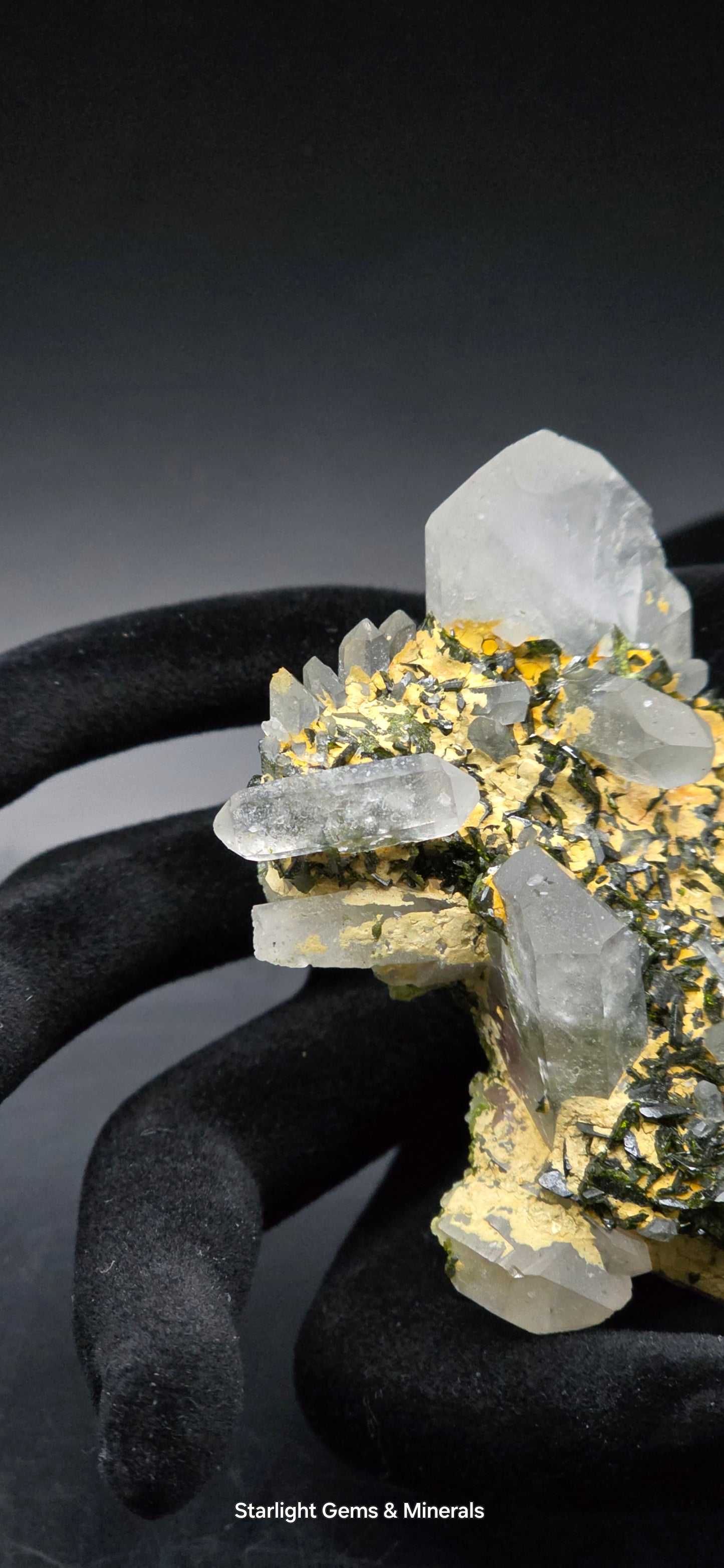 Stunning Super Seven Faden Quartz on Epidote Blade Matrix from Brazil!