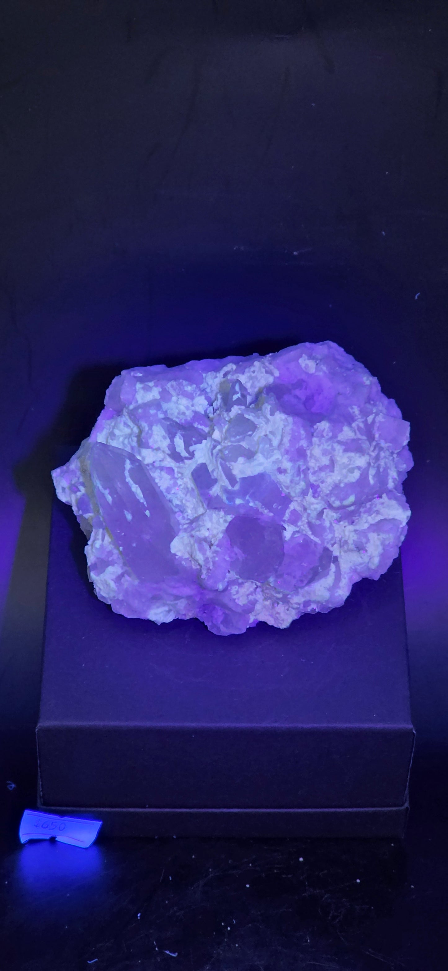 Erongo Region Namibian Aquamarine Matrix w/ Beautiful Micha, Quartz, Stunning UV/PL Calcite Coating, and Fluorite.As the primary crystals