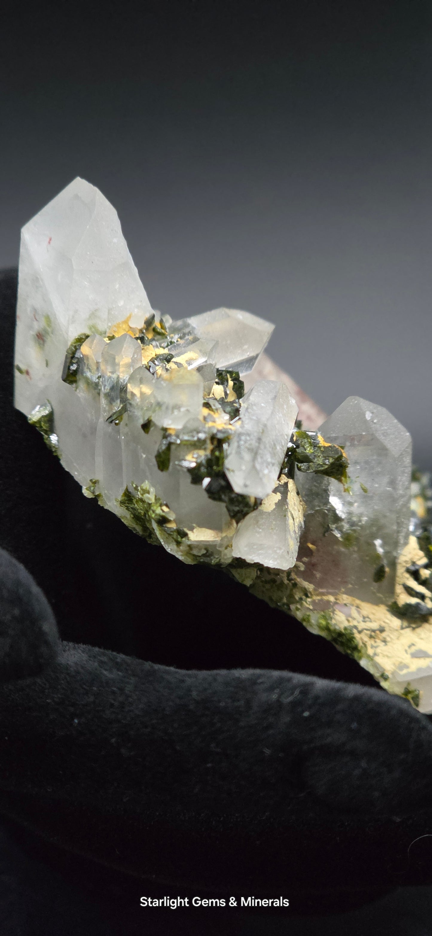 Stunning Super Seven Faden Quartz on Epidote Blade Matrix from Brazil!