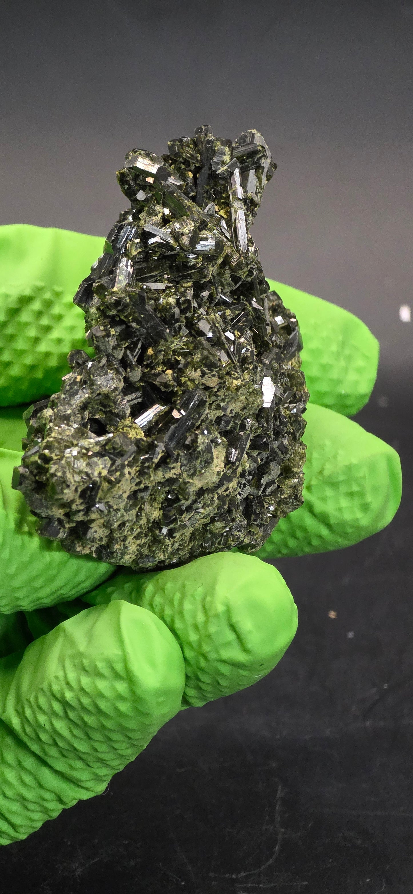 Green Tourmaline Matrix w/Epidote - Brazil *4