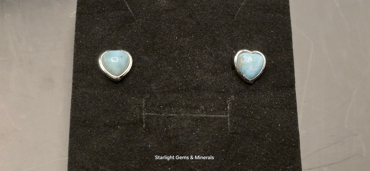 Larimar Heart Studs!