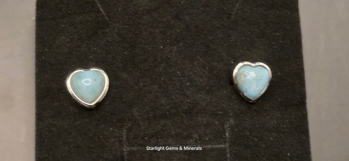 Larimar Heart Studs!