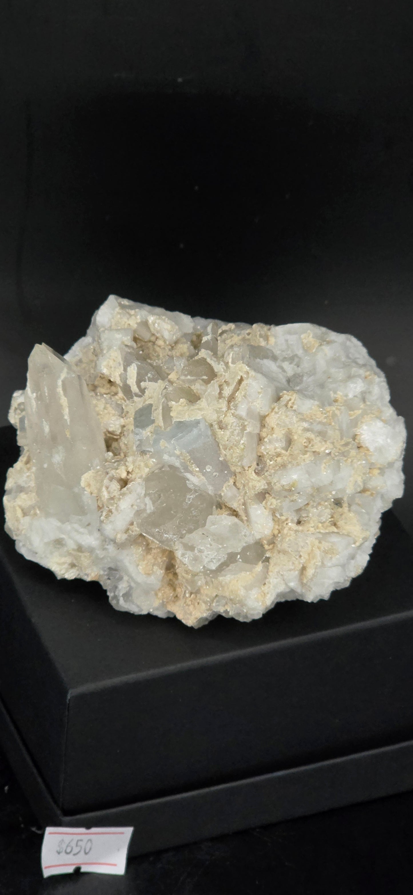 Erongo Region Namibian Aquamarine Matrix w/ Beautiful Micha, Quartz, Stunning UV/PL Calcite Coating, and Fluorite.As the primary crystals