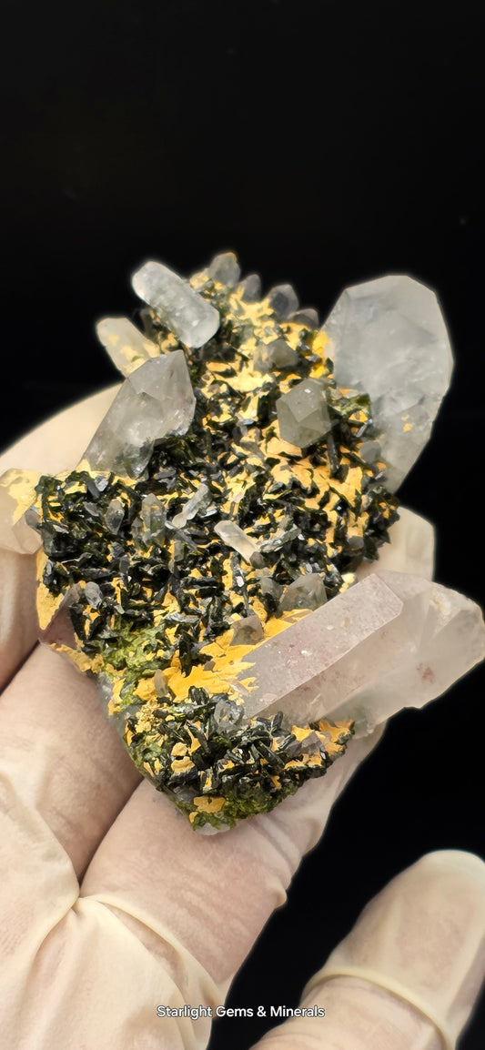 Stunning Super Seven Faden Quartz on Epidote Blade Matrix from Brazil!