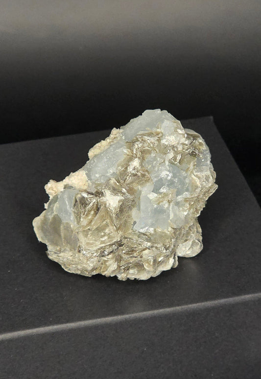 Erongo Region Namibian Aquamarine Matrix w/ Beautiful Micha, Quartz, Stunning UV/PL Calcite Coating, and Fluorite.As the primary crystals