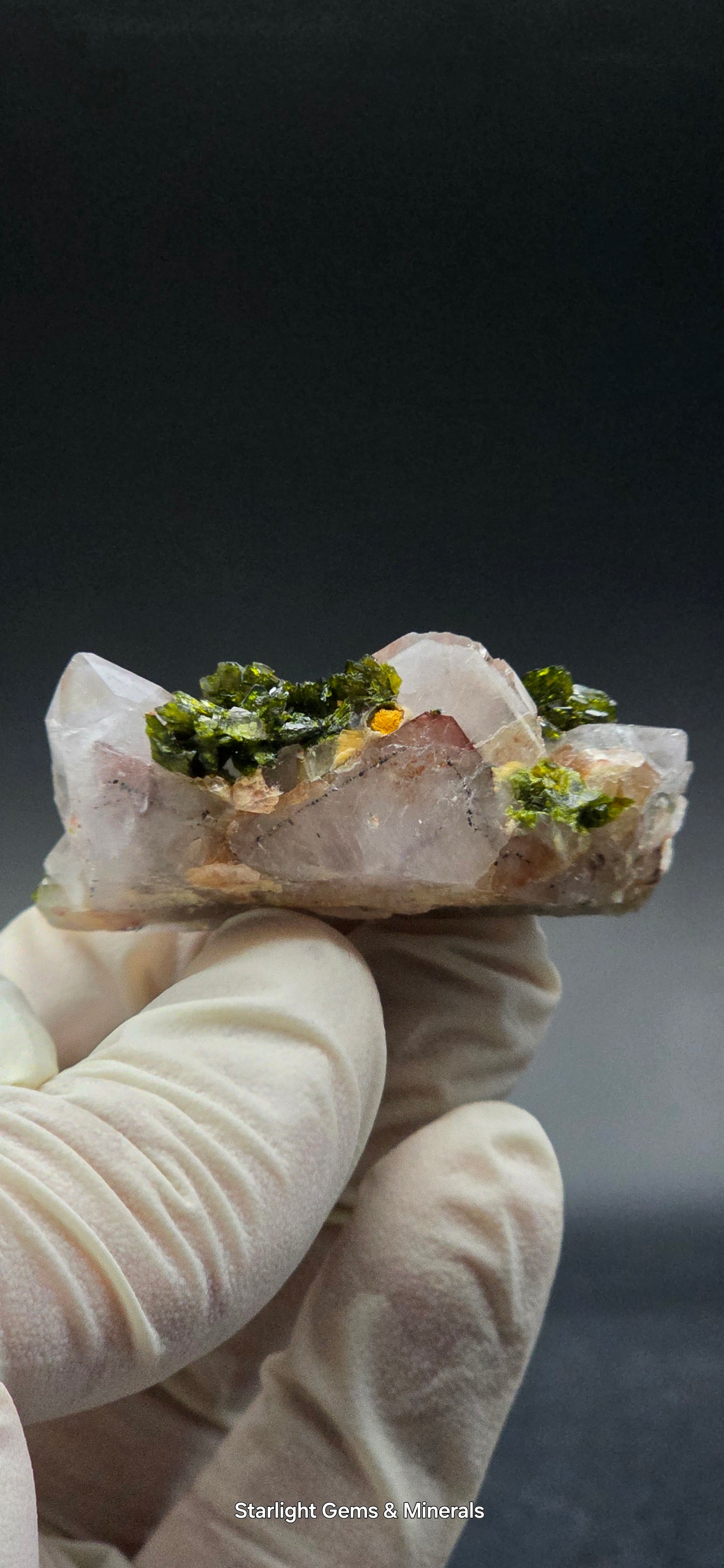 Brazilian Epidote on Phantom Sulfopyright Super Seven Quartz Matrix!