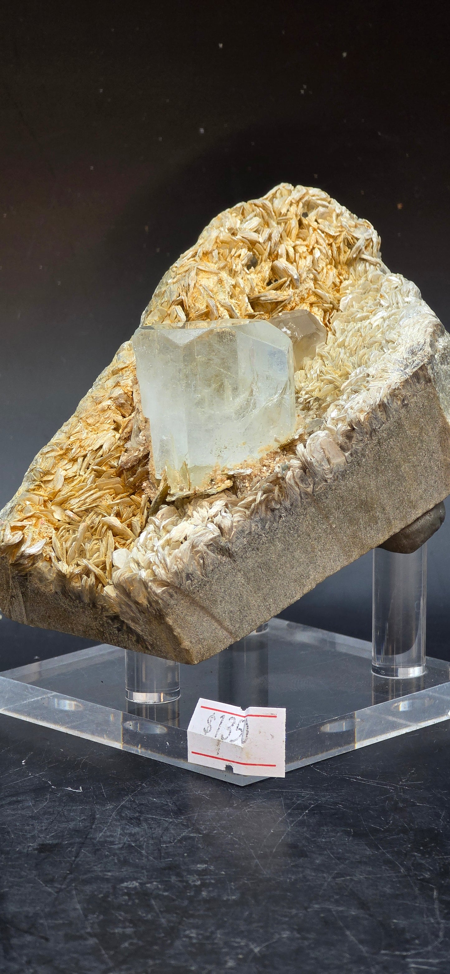 Erongo Region Namibian Aquamarine Matrix w/ Beautiful Micha, Quartz, Stunning UV/PL Calcite Coating, and Fluorite.As the primary crystals