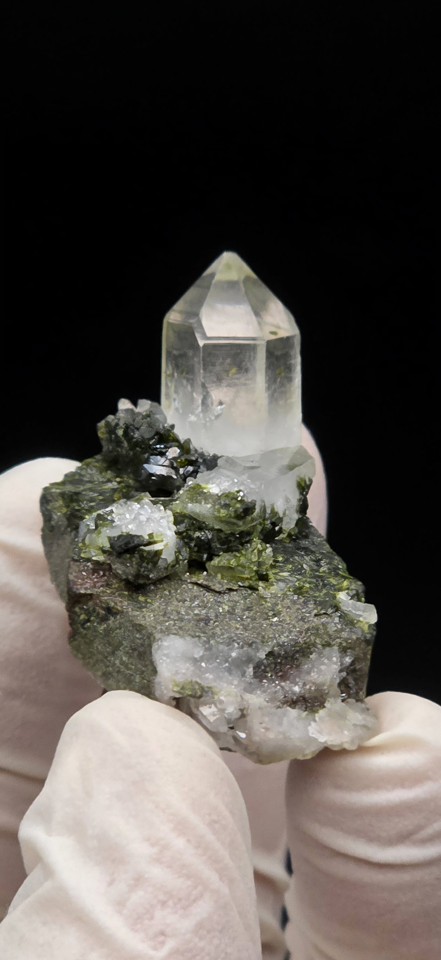 Super Seven Lumarian Phantom Quartz w/ Epidote Inclusions, on Matrix, w/ Coderite Bloom! Brazil