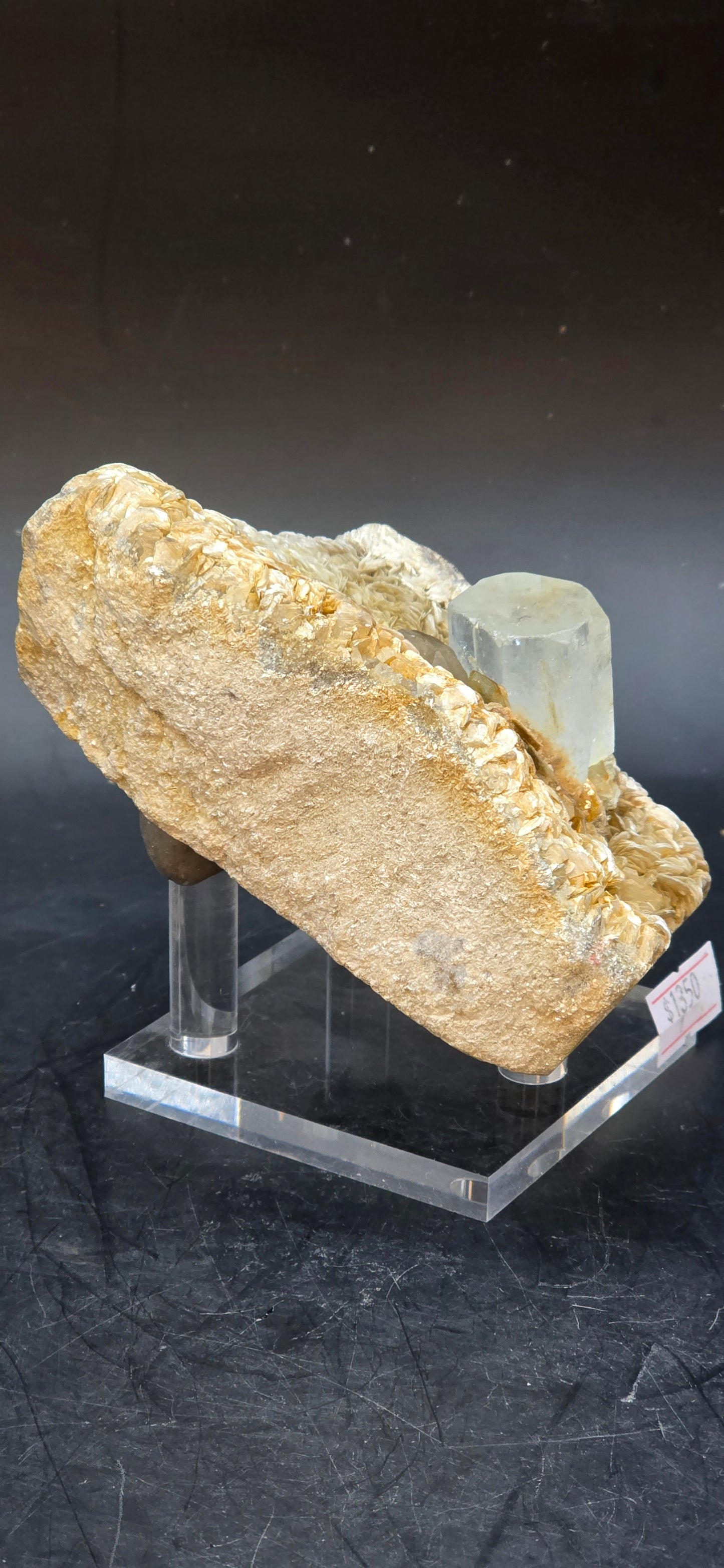 Erongo Region Namibian Aquamarine Matrix w/ Beautiful Micha, Quartz, Stunning UV/PL Calcite Coating, and Fluorite.As the primary crystals