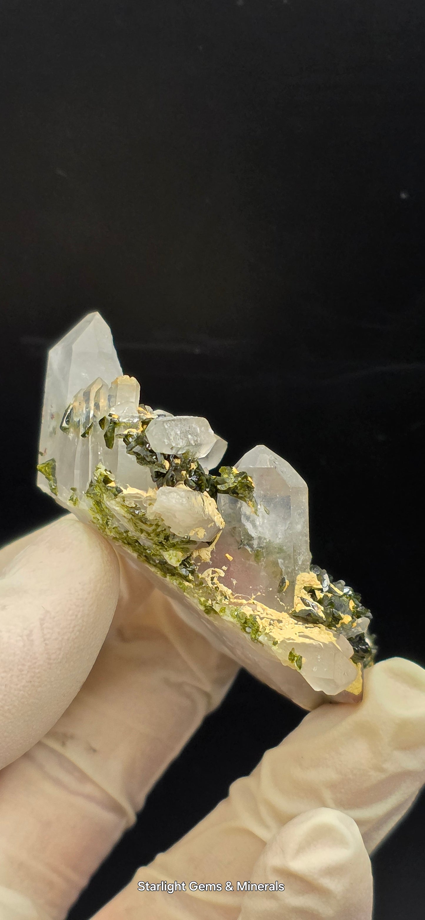 Stunning Super Seven Faden Quartz on Epidote Blade Matrix from Brazil!