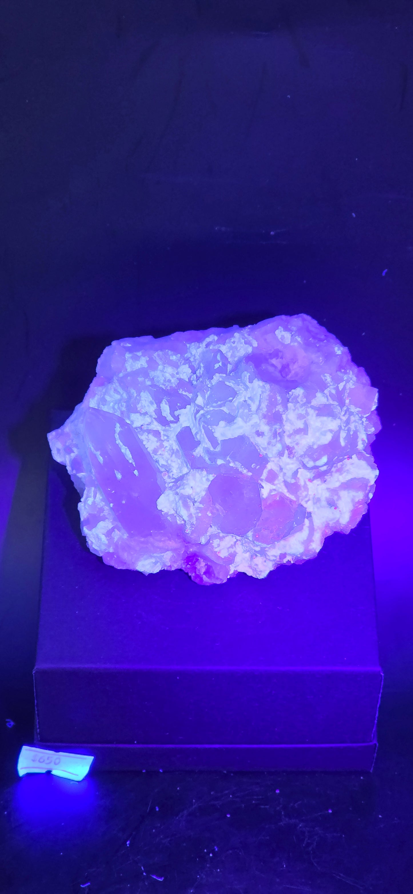 Erongo Region Namibian Aquamarine Matrix w/ Beautiful Micha, Quartz, Stunning UV/PL Calcite Coating, and Fluorite.As the primary crystals