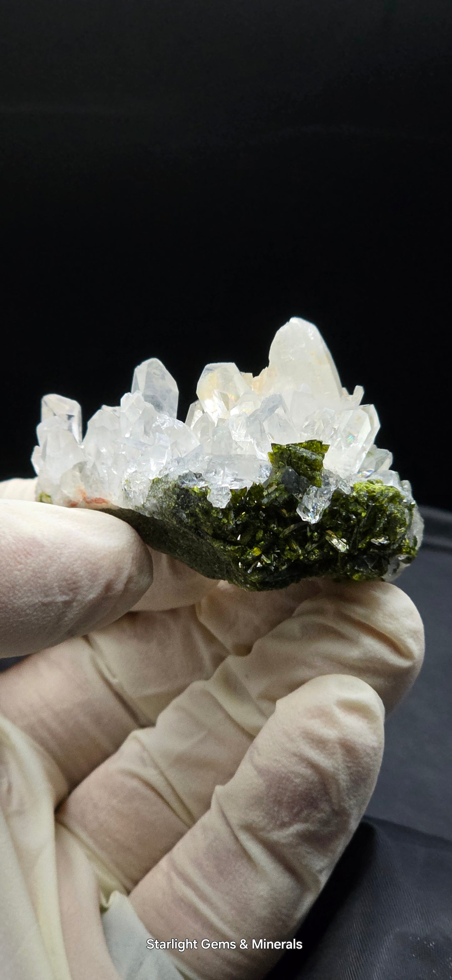 Brazilian Super Seven Quartz cluster w/ Epidote on Matrix!