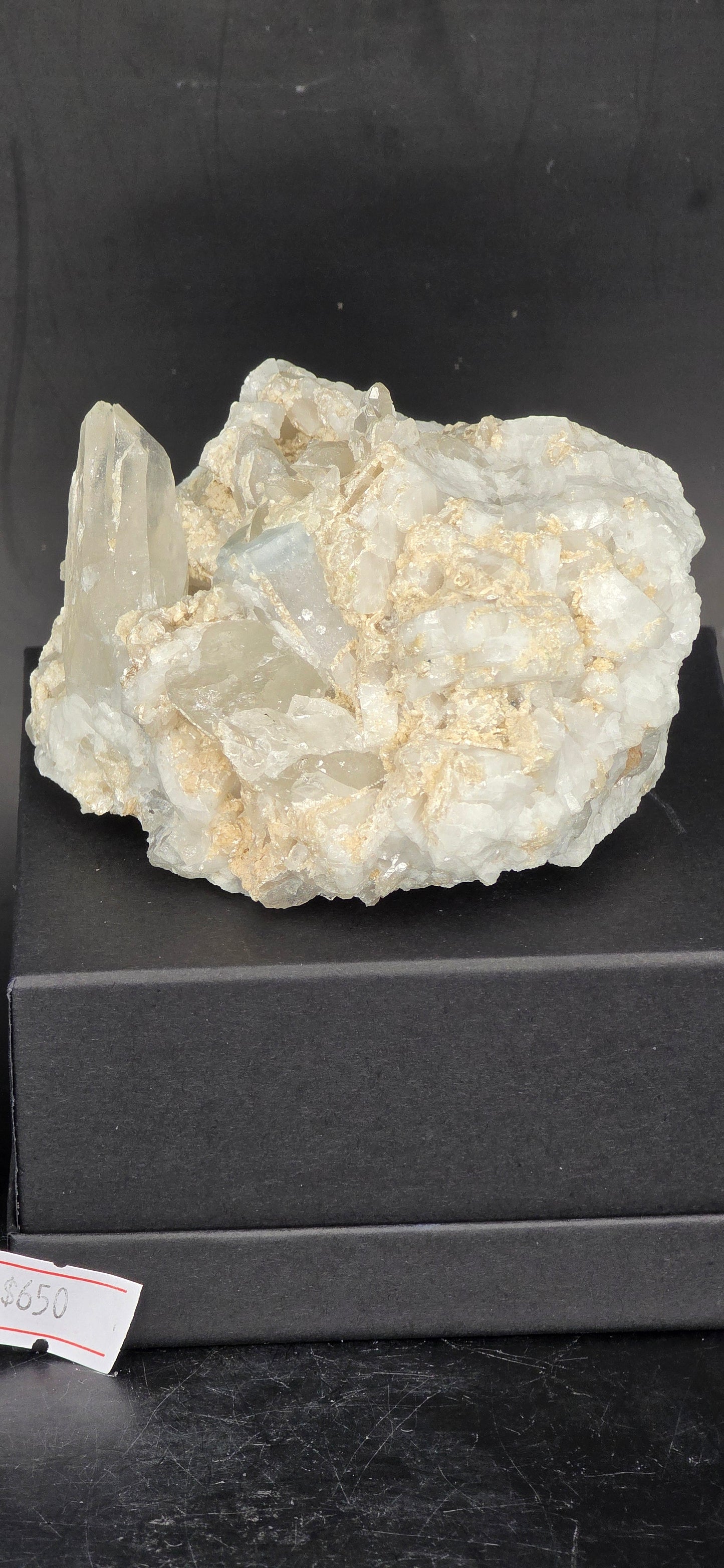 Erongo Region Namibian Aquamarine Matrix w/ Beautiful Micha, Quartz, Stunning UV/PL Calcite Coating, and Fluorite.As the primary crystals