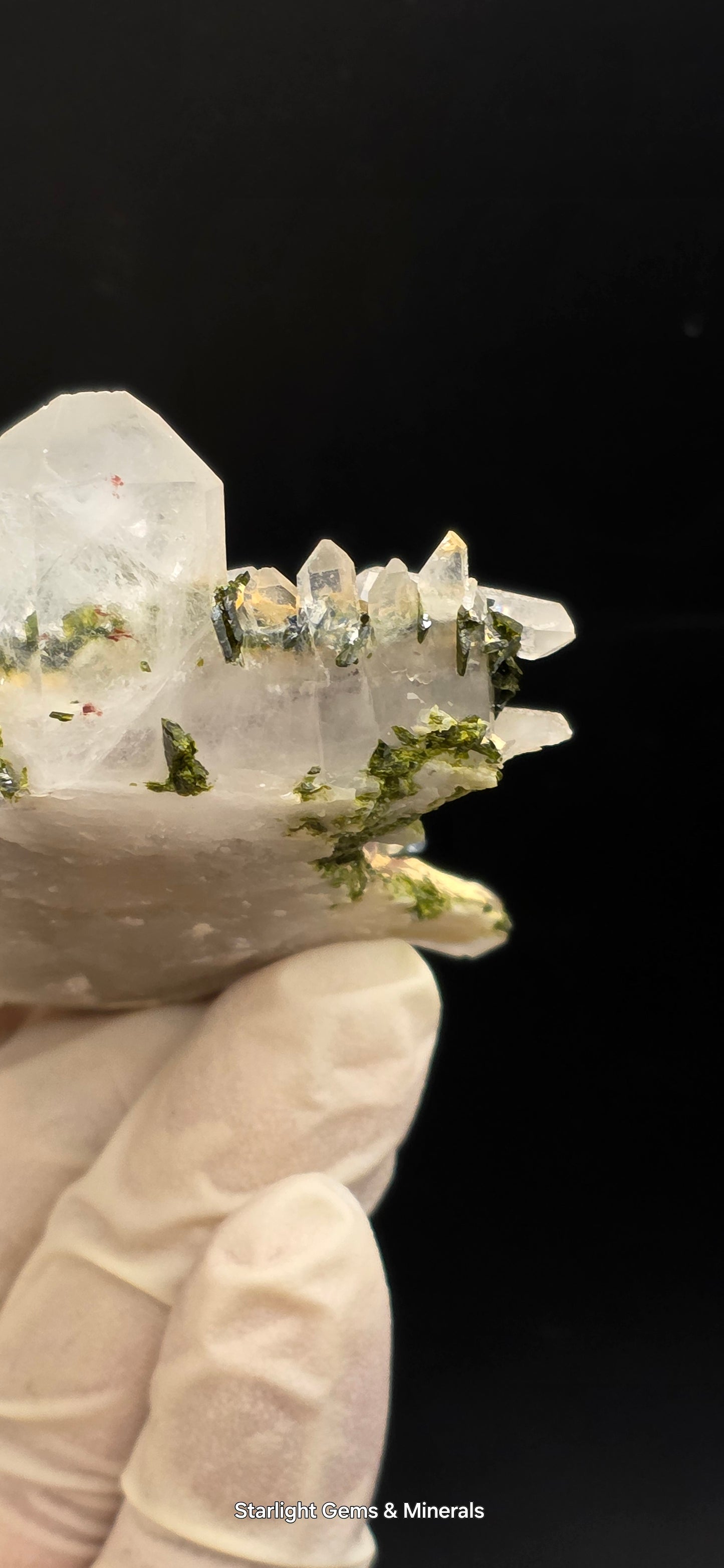 Stunning Super Seven Faden Quartz on Epidote Blade Matrix from Brazil!