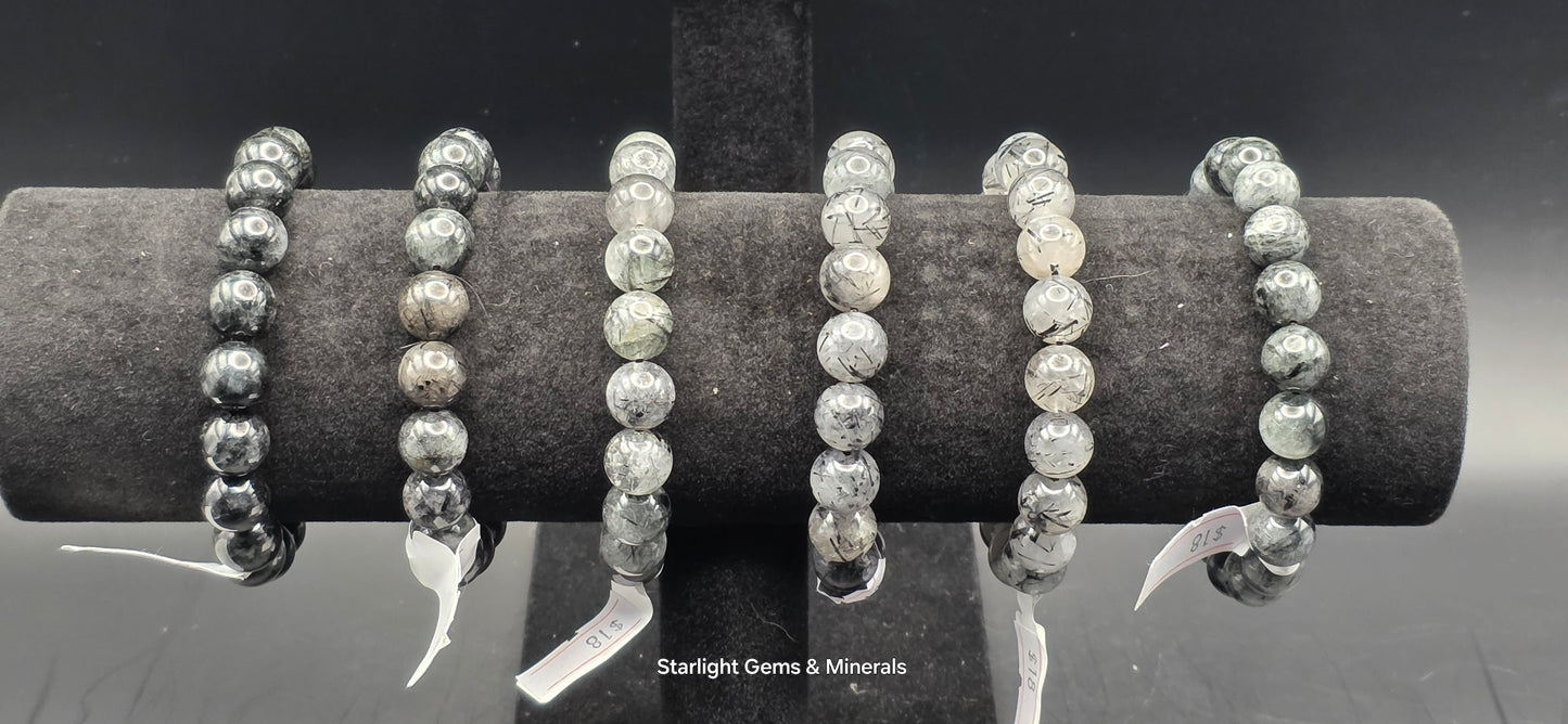 Black Tourmaline Rutilated Quartz Bracelets. High quality.