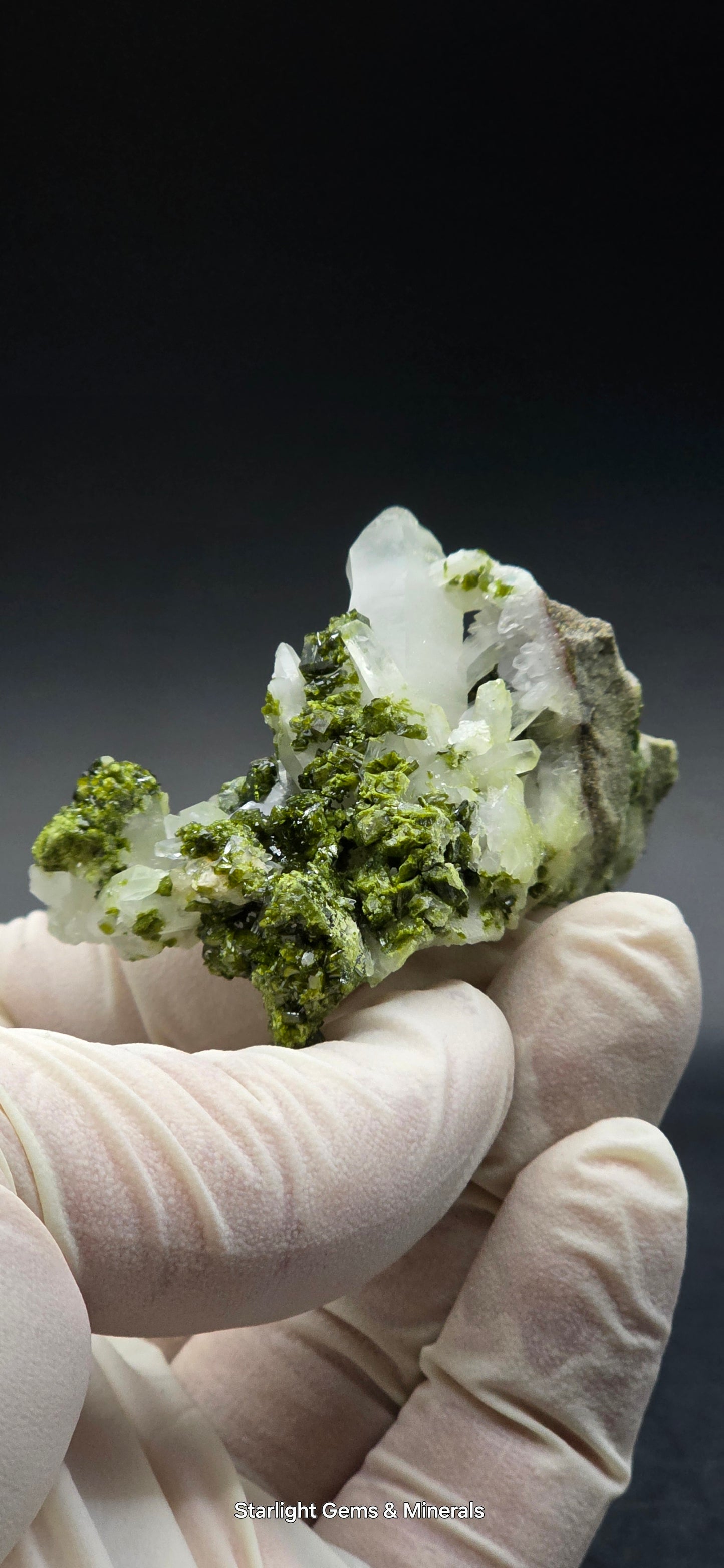 Brazilian Super Seven Coderite Quartz cluster w/ Epidote on Matrix!