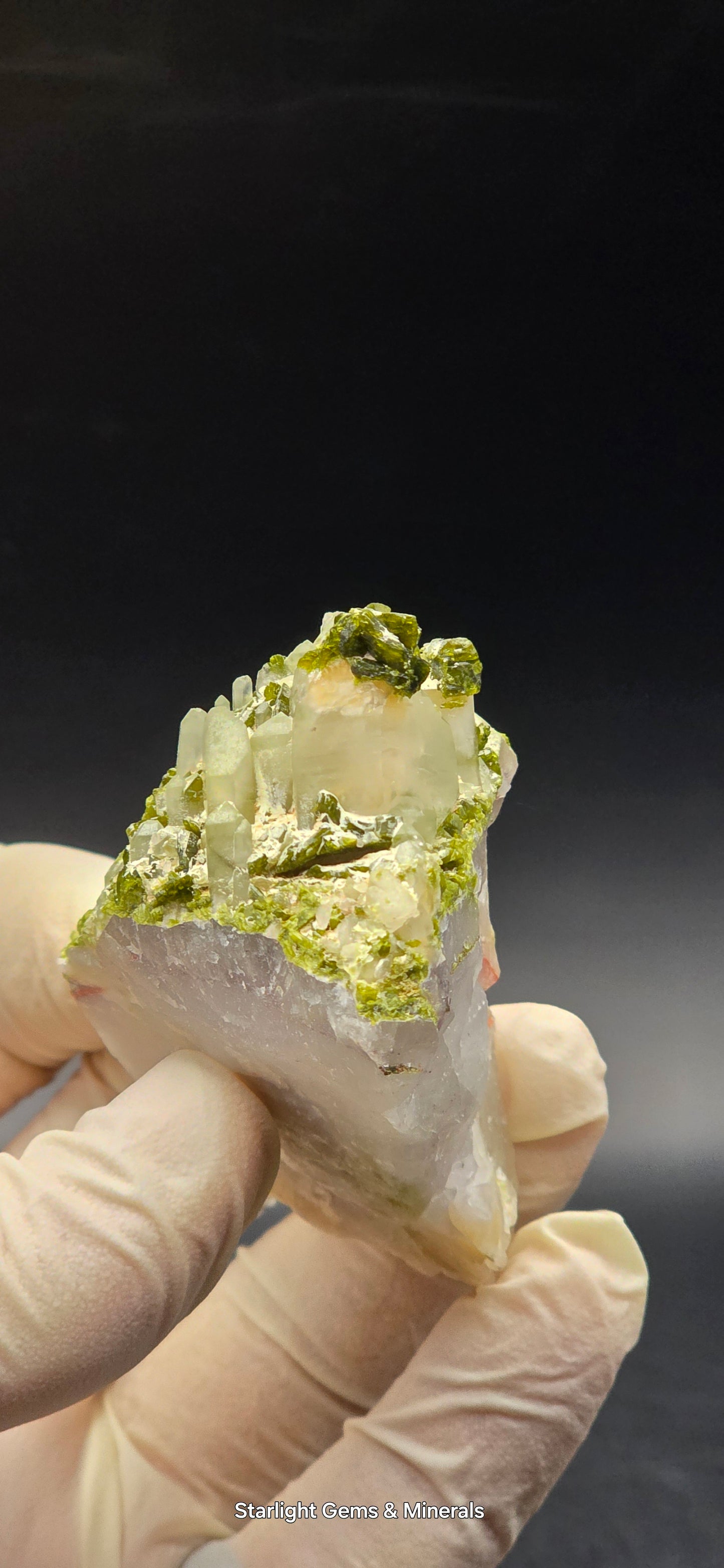 Beautiful Epadote Forest on Super Seven Quartz Matrix from Brazil!