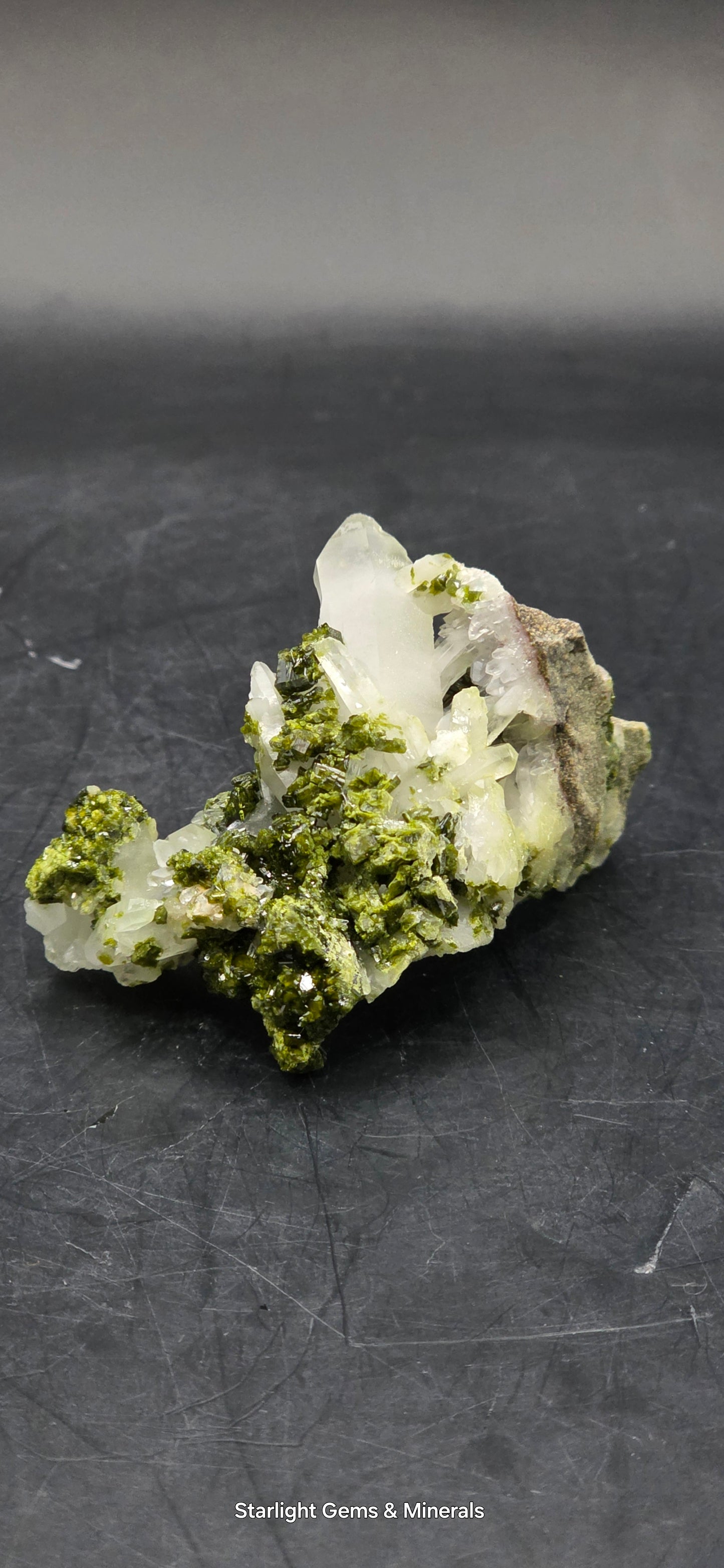 Brazilian Super Seven Coderite Quartz cluster w/ Epidote on Matrix!