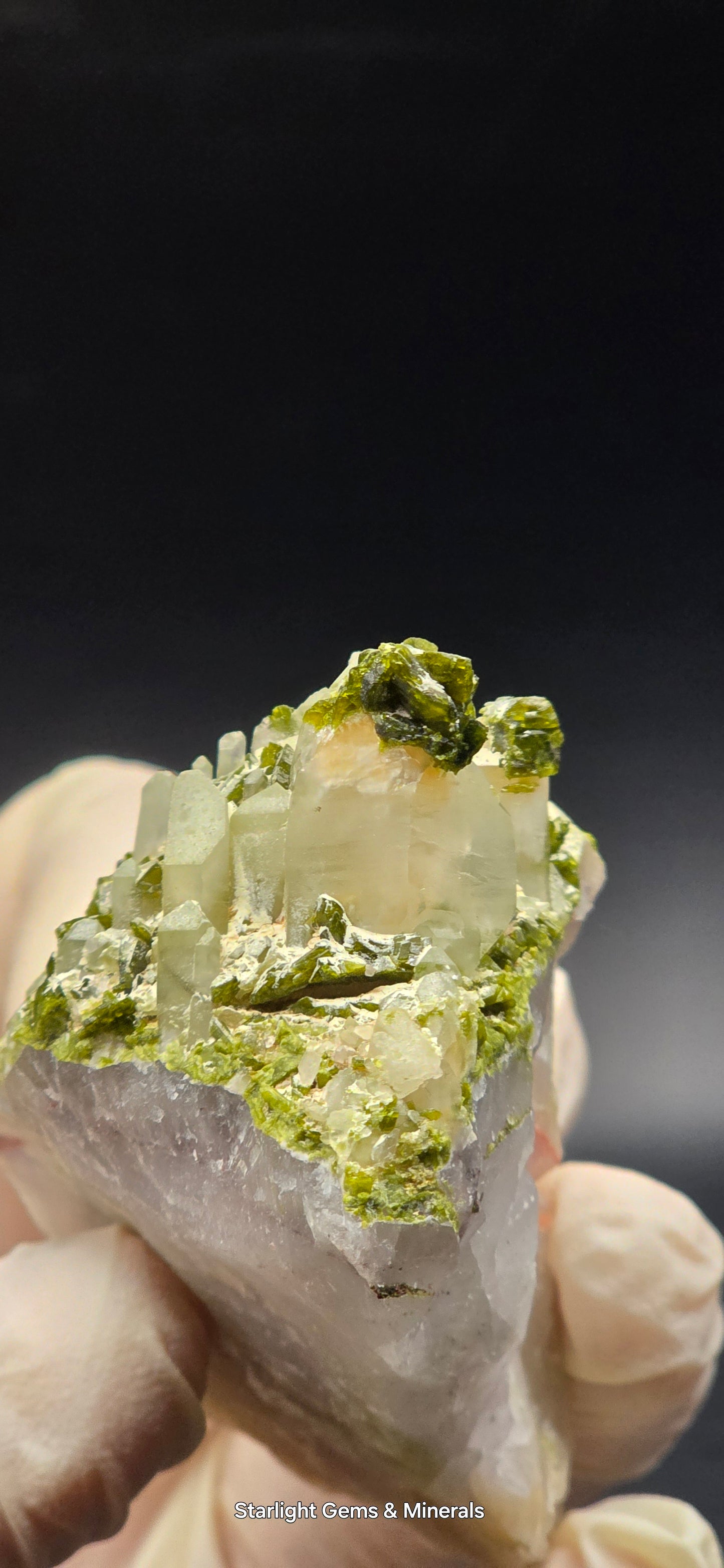 Beautiful Epadote Forest on Super Seven Quartz Matrix from Brazil!