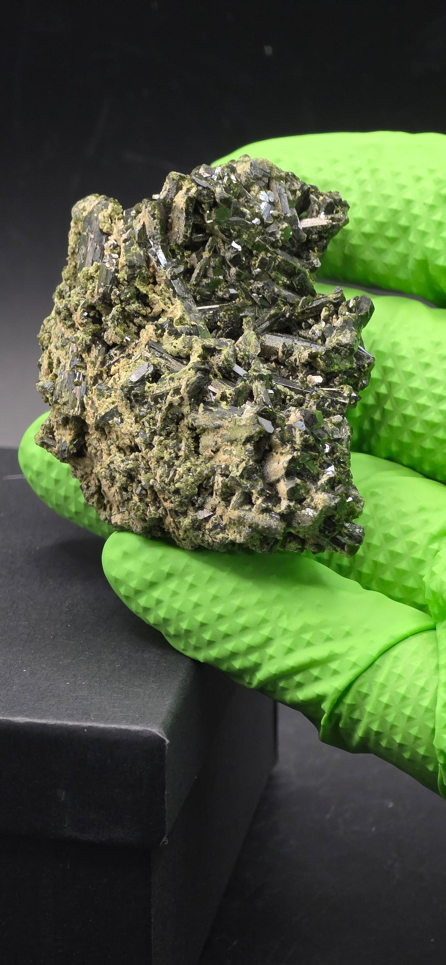 Green Tourmaline Matrix w/Epidote - Brazil *4