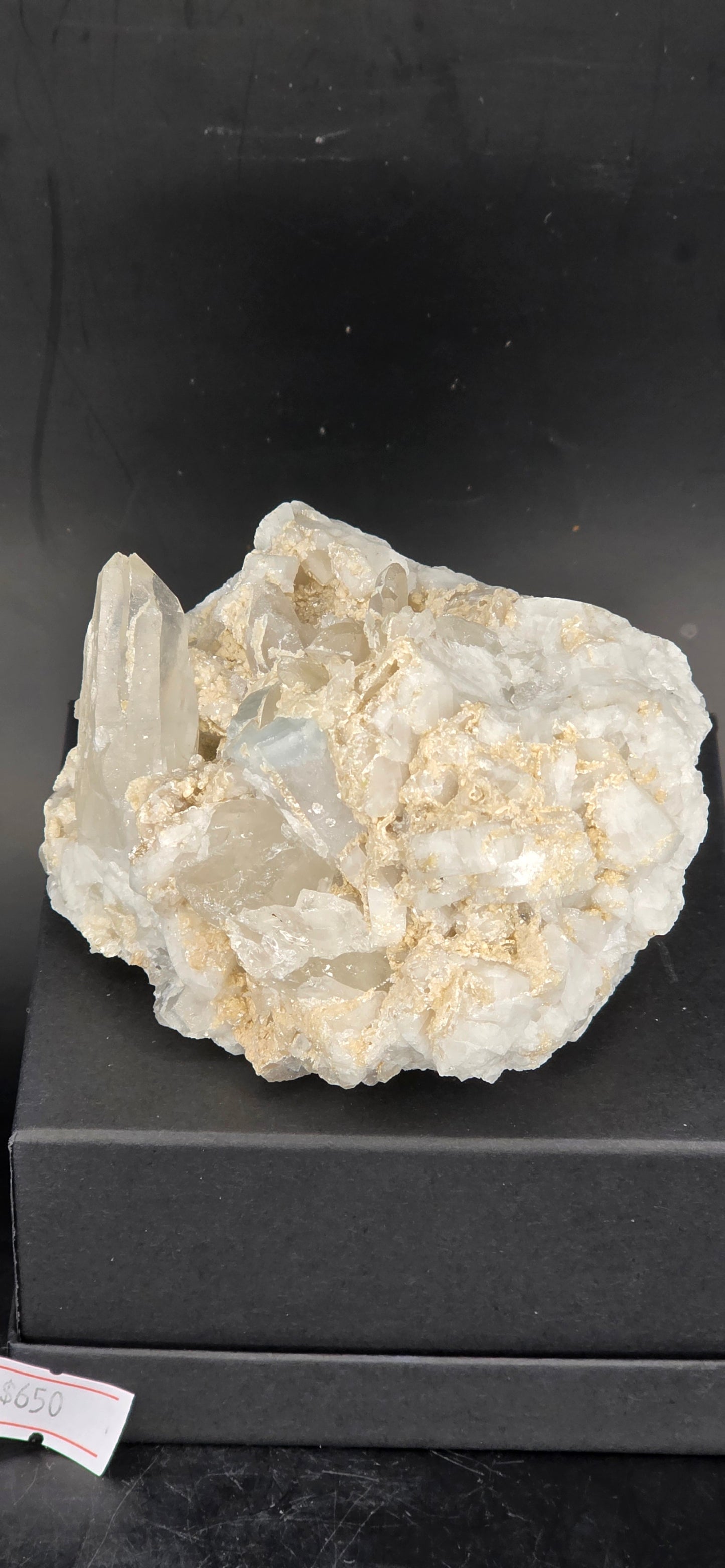 Erongo Region Namibian Aquamarine Matrix w/ Beautiful Micha, Quartz, Stunning UV/PL Calcite Coating, and Fluorite.As the primary crystals