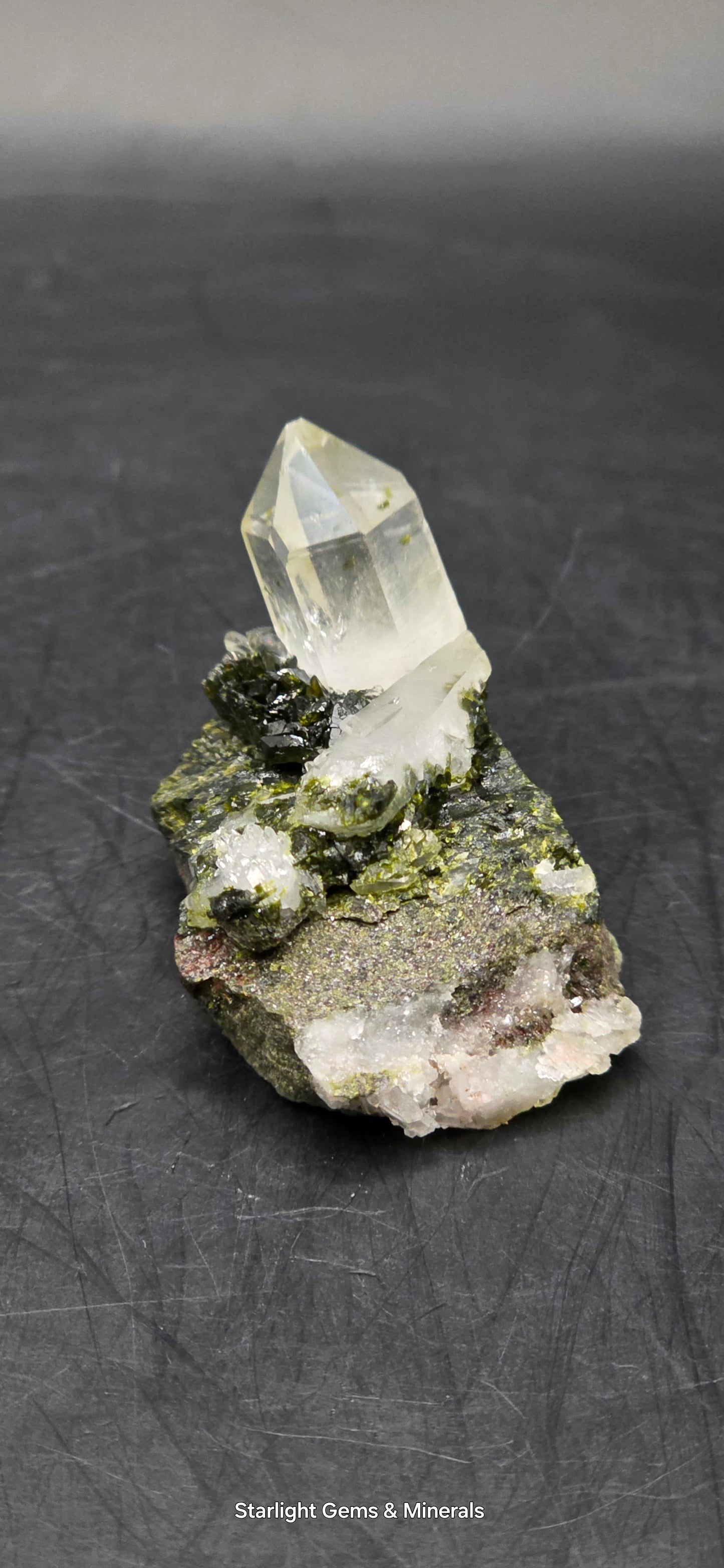 Super Seven Lumarian Phantom Quartz w/ Epidote Inclusions, on Matrix, w/ Coderite Bloom! Brazil