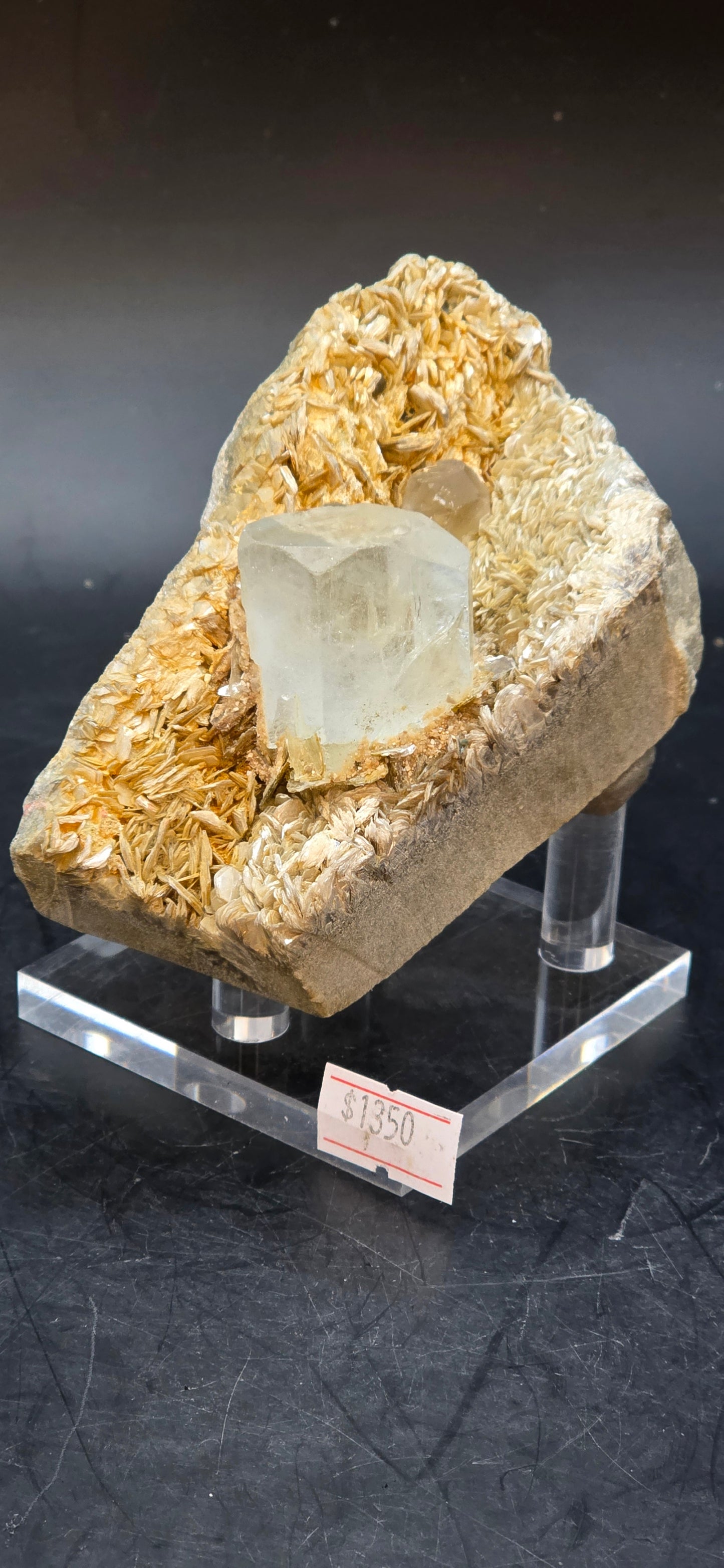 Erongo Region Namibian Aquamarine Matrix w/ Beautiful Micha, Quartz, Stunning UV/PL Calcite Coating, and Fluorite.As the primary crystals