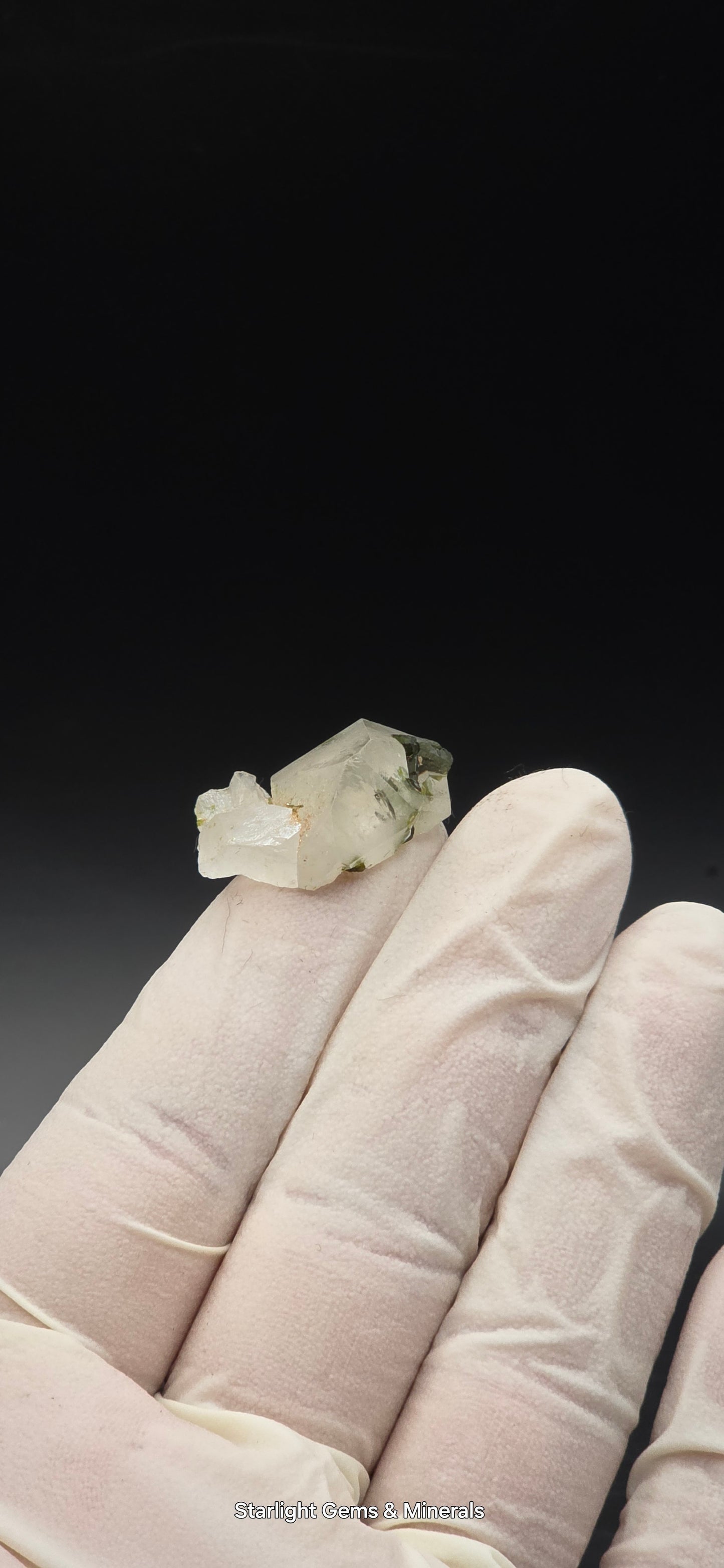 Brazilian S7 Sulfopyright Quartz Button w/ Epidote Blade Inclusions!