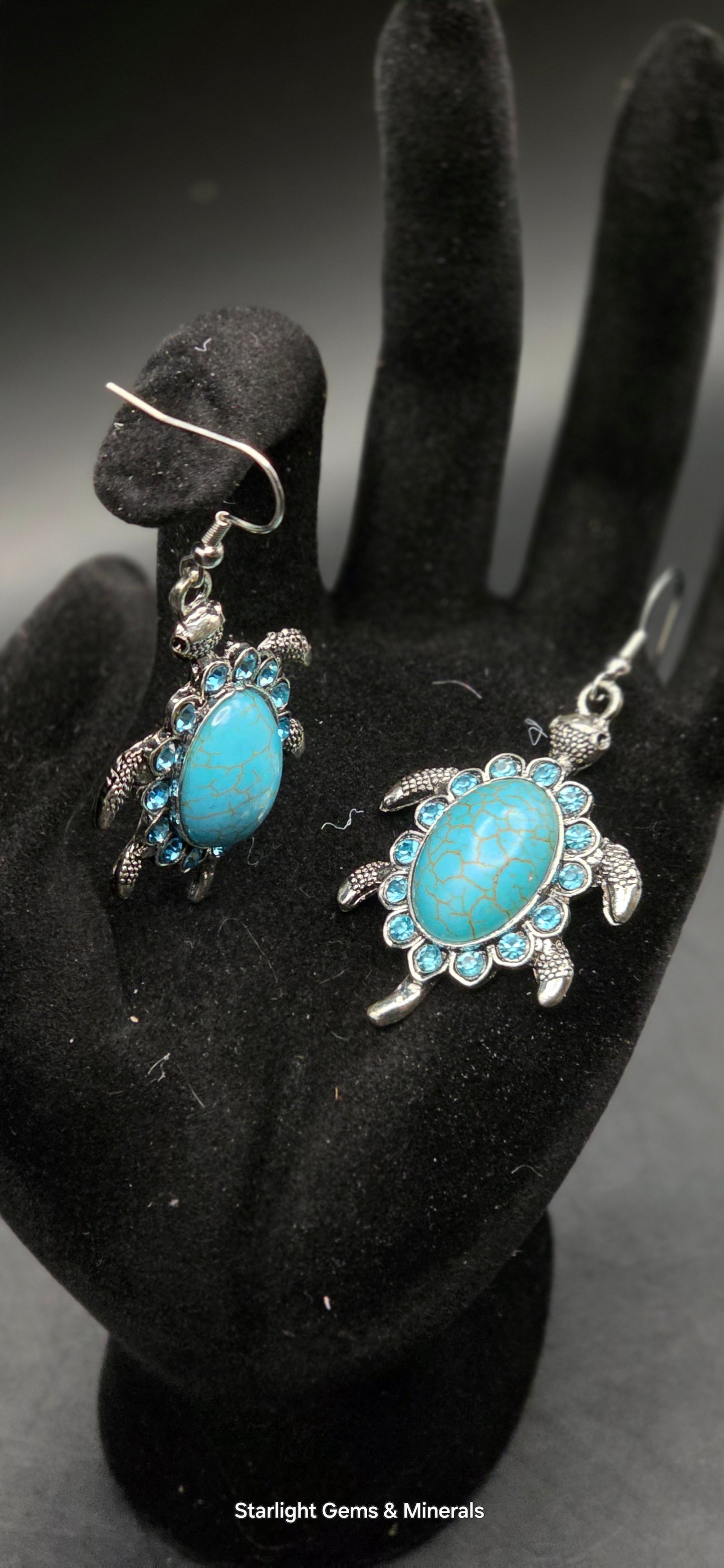 Silver Plated, Turquoise Turtle Earrings!