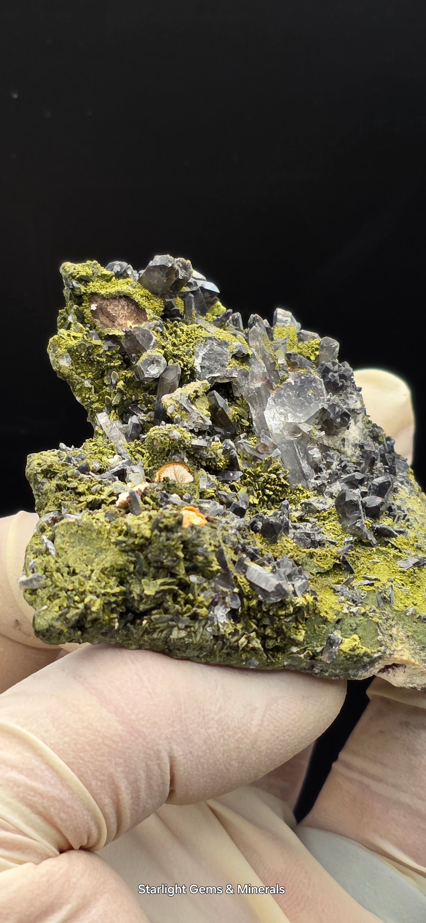 Epidote and Chlorite Included Brazilian Super Seven Quartz Matrix Forest!