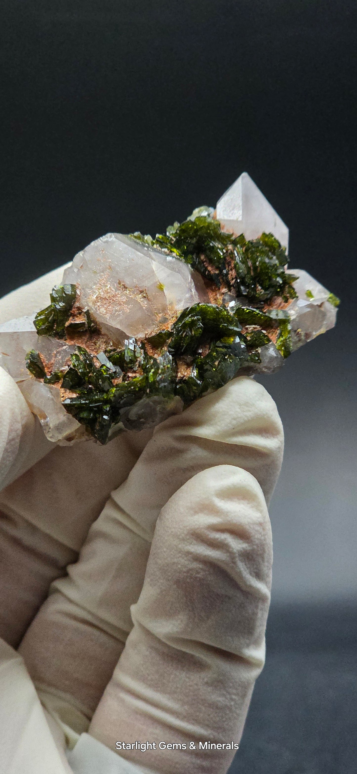 Brazilian Epidote on Phantom Sulfopyright Super Seven Quartz Matrix!