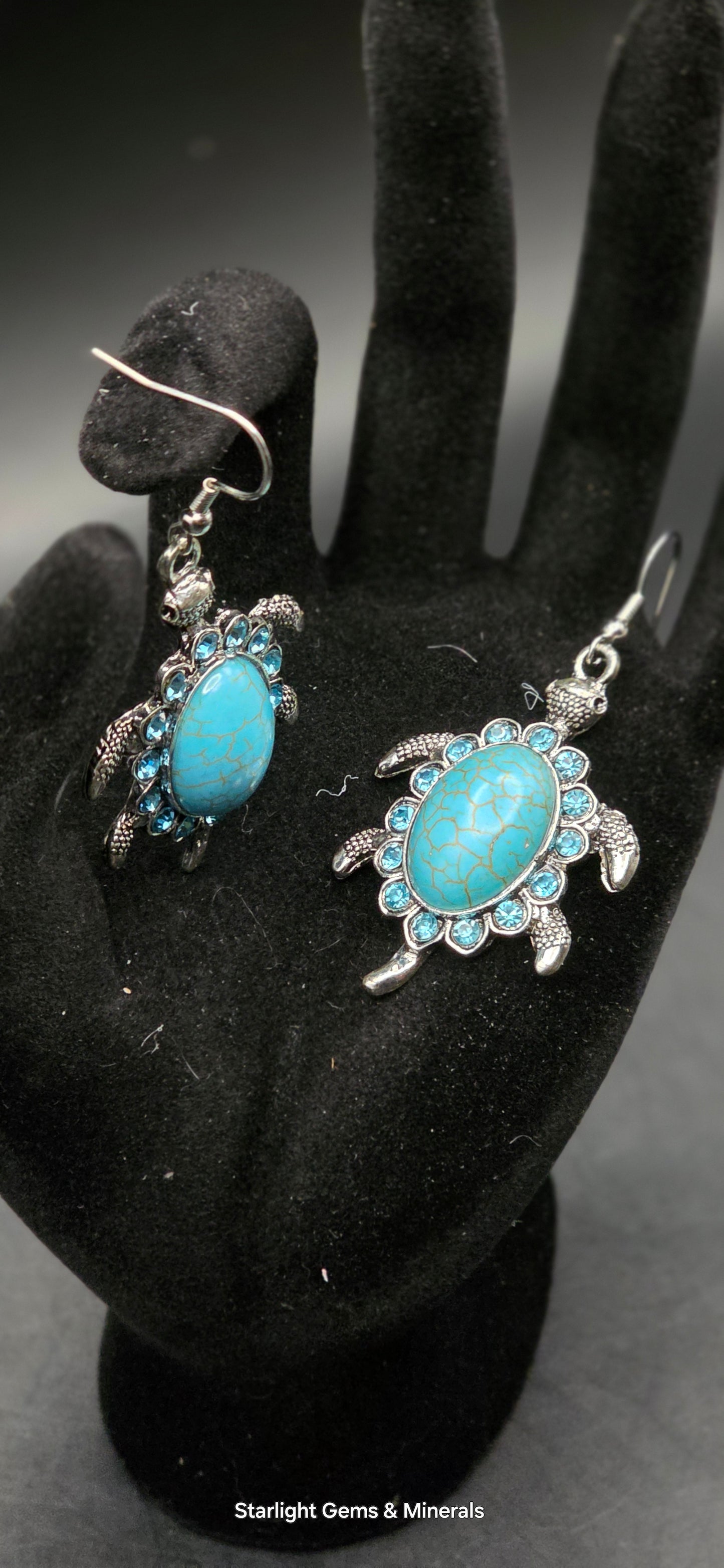 Silver Plated, Turquoise Turtle Earrings!