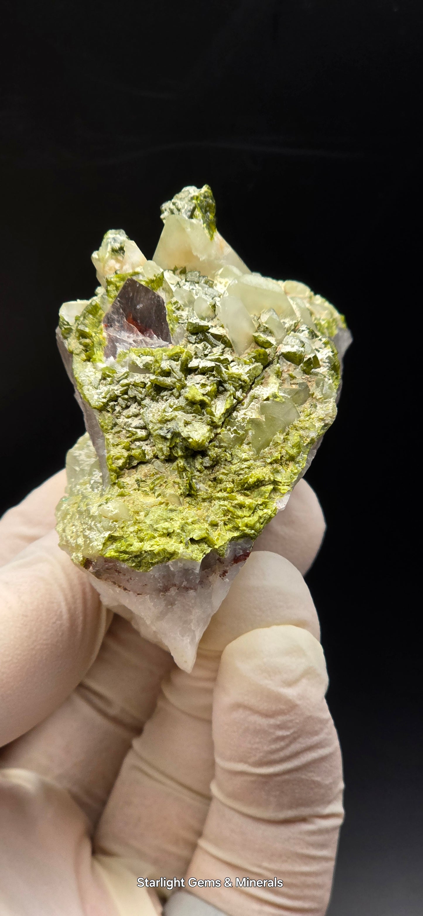 Beautiful Epadote Forest on Super Seven Quartz Matrix from Brazil!