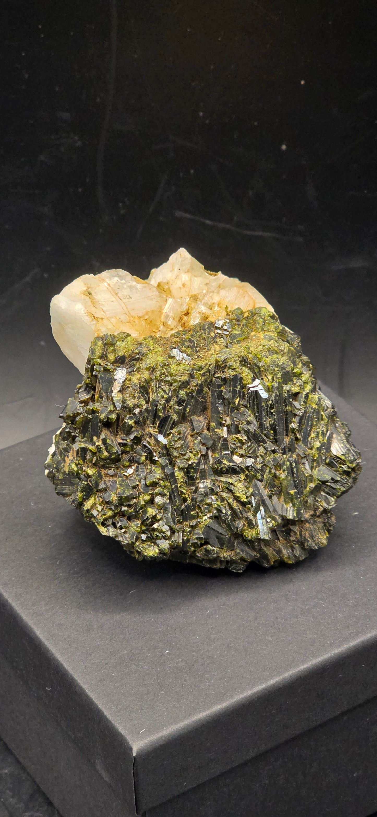 Green Tourmaline & Quartz Matrix w/Epidote  Inclusions - Brazil *5 unusual formation