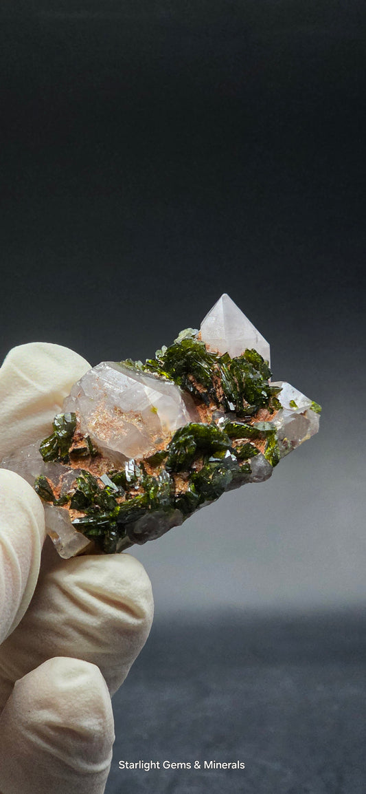 Brazilian Epidote on Phantom Sulfopyright Super Seven Quartz Matrix!