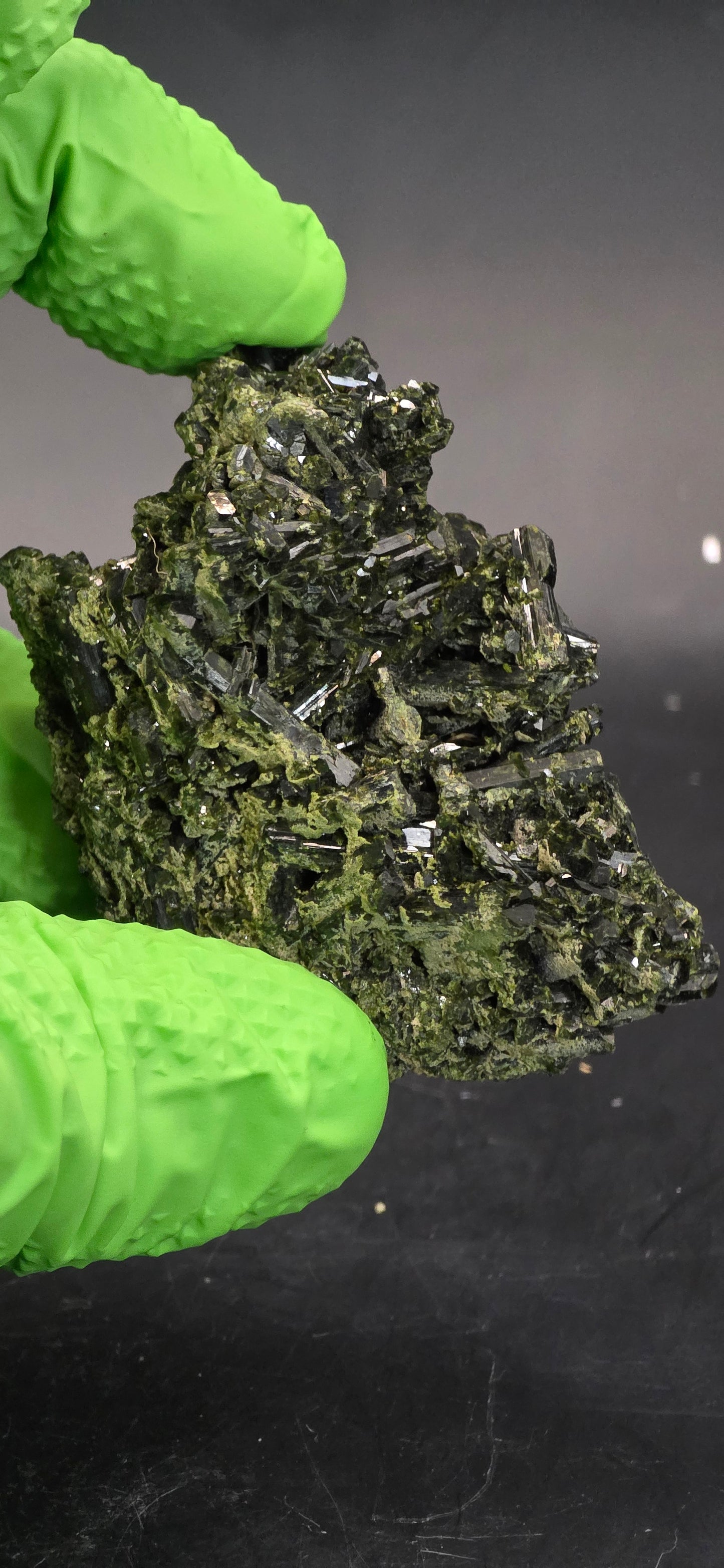 Green Tourmaline Matrix w/Epidote - Brazil *4