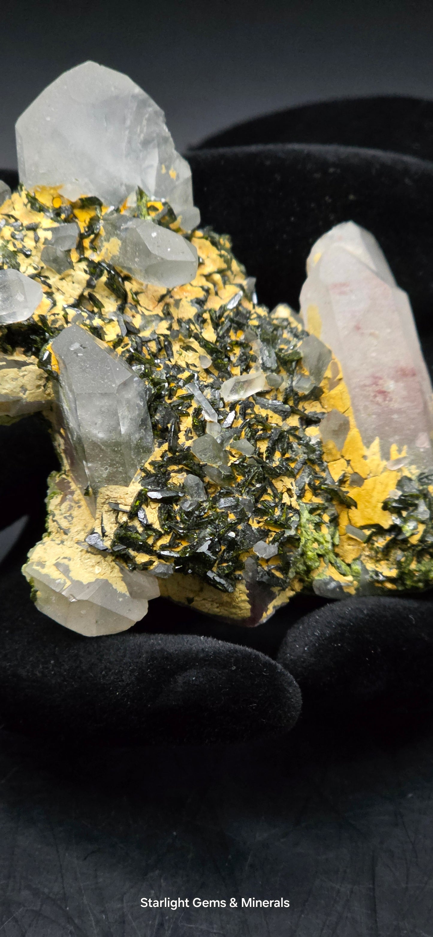Stunning Super Seven Faden Quartz on Epidote Blade Matrix from Brazil!