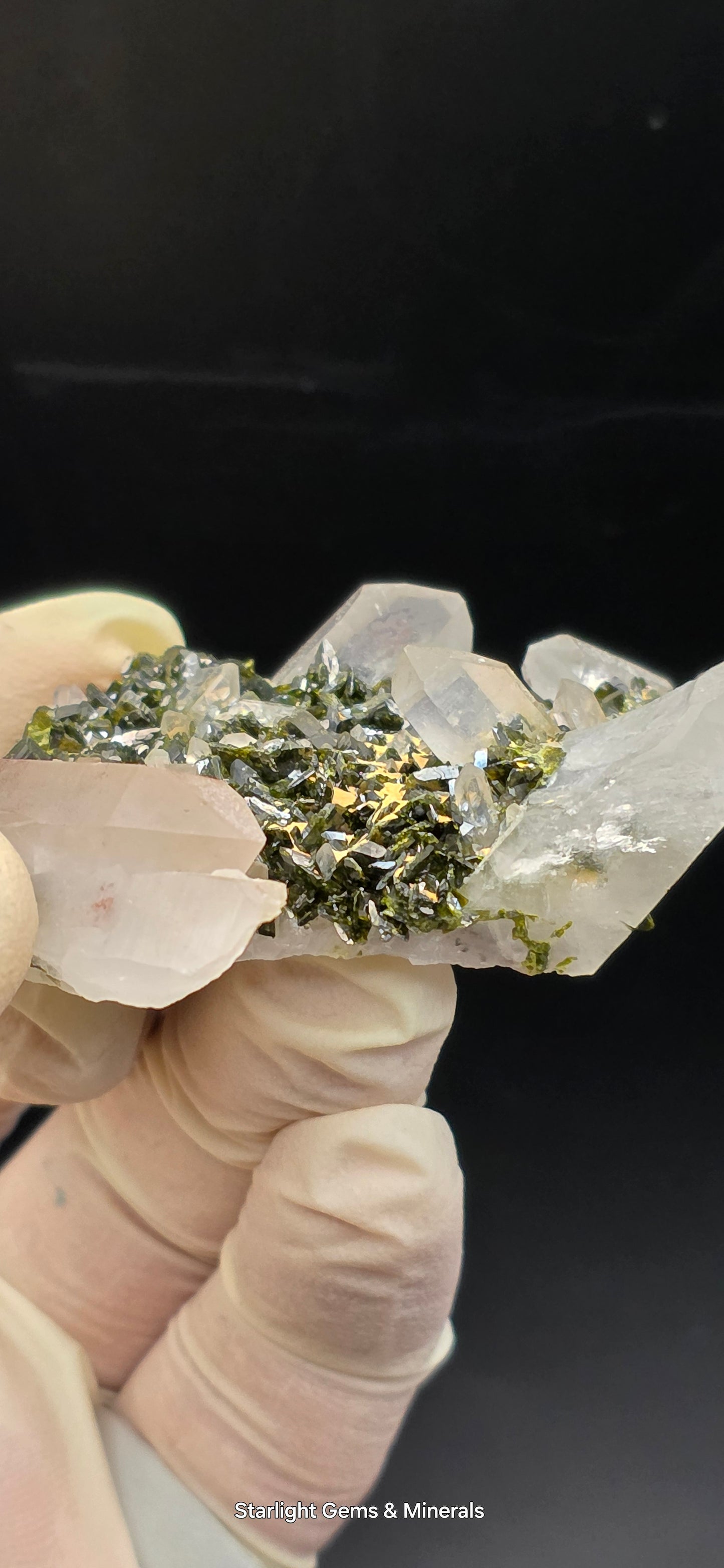 Stunning Super Seven Faden Quartz on Epidote Blade Matrix from Brazil!