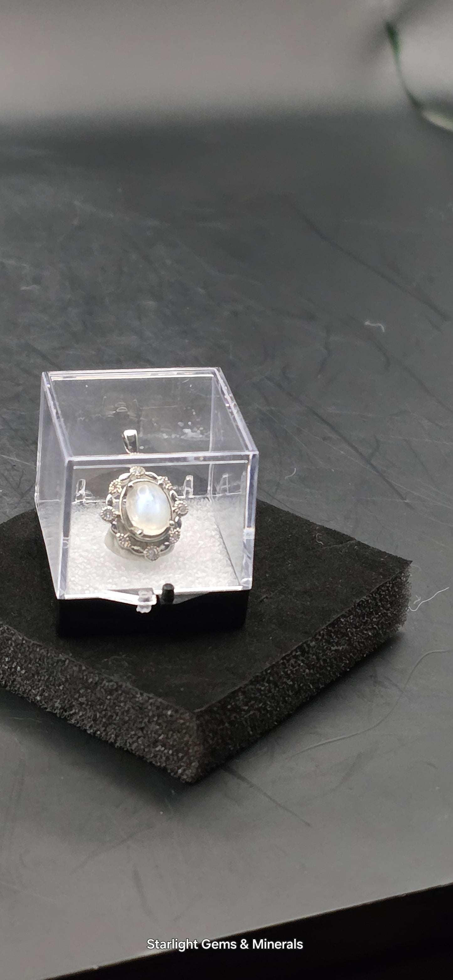 Silver Plated Victorian Moonstone Pendant w/Quartz Facets!