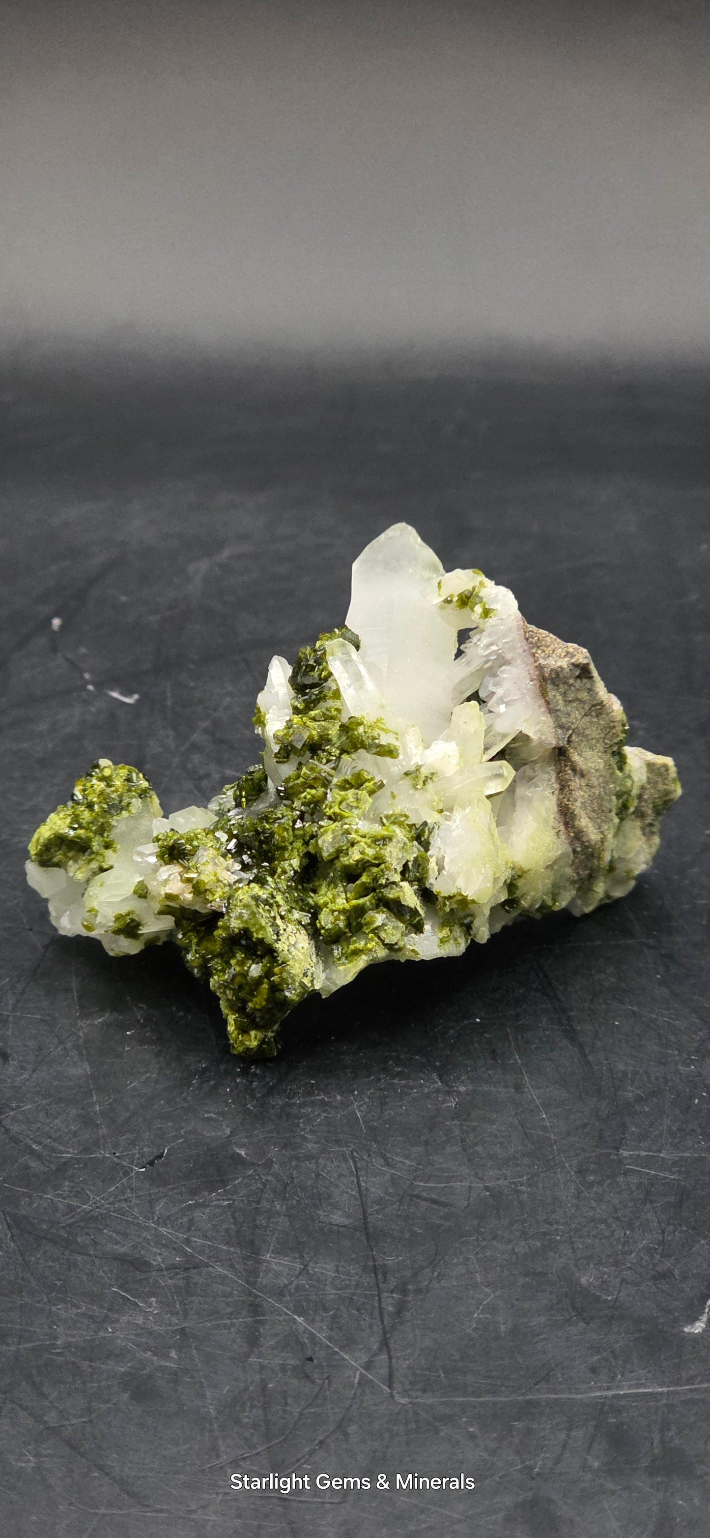 Brazilian Super Seven Coderite Quartz cluster w/ Epidote on Matrix!