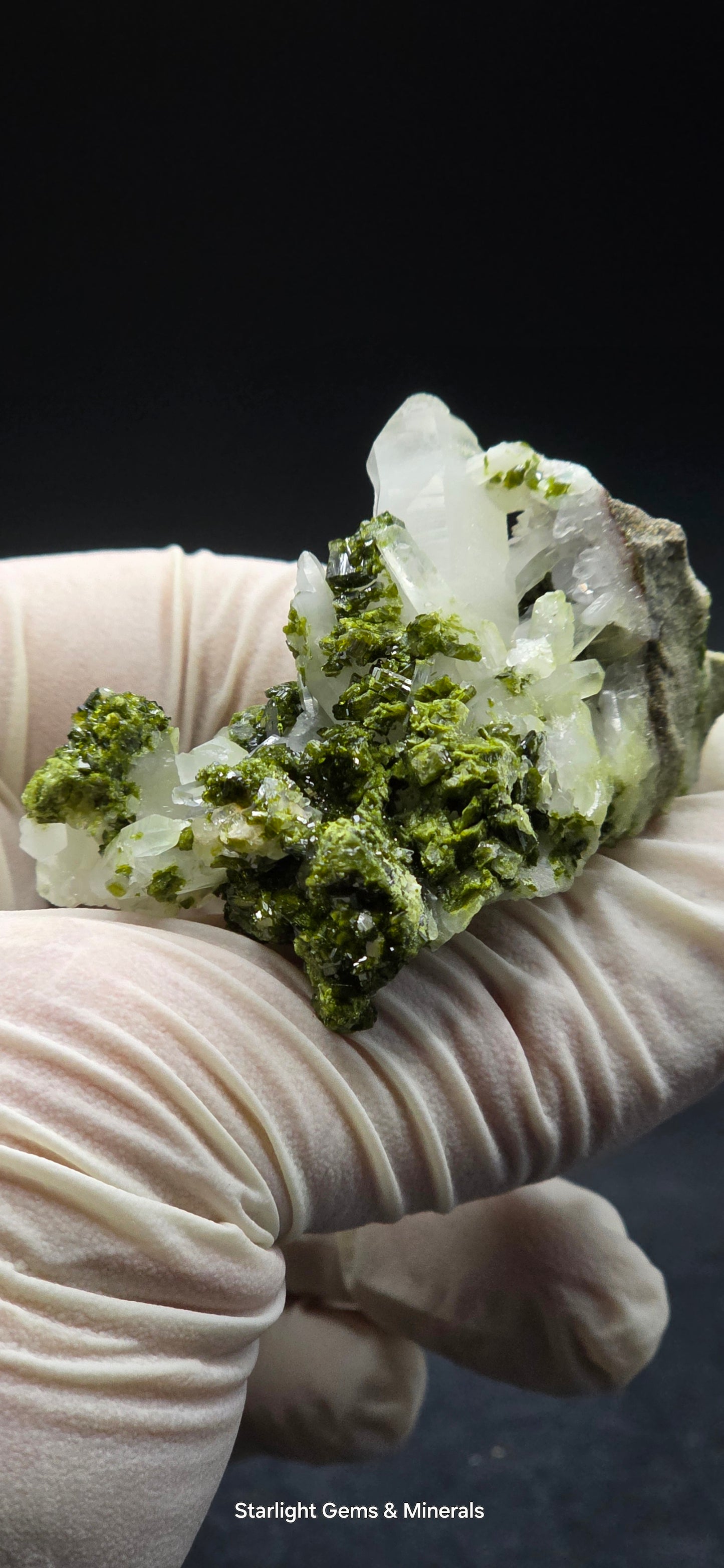 Brazilian Super Seven Coderite Quartz cluster w/ Epidote on Matrix!