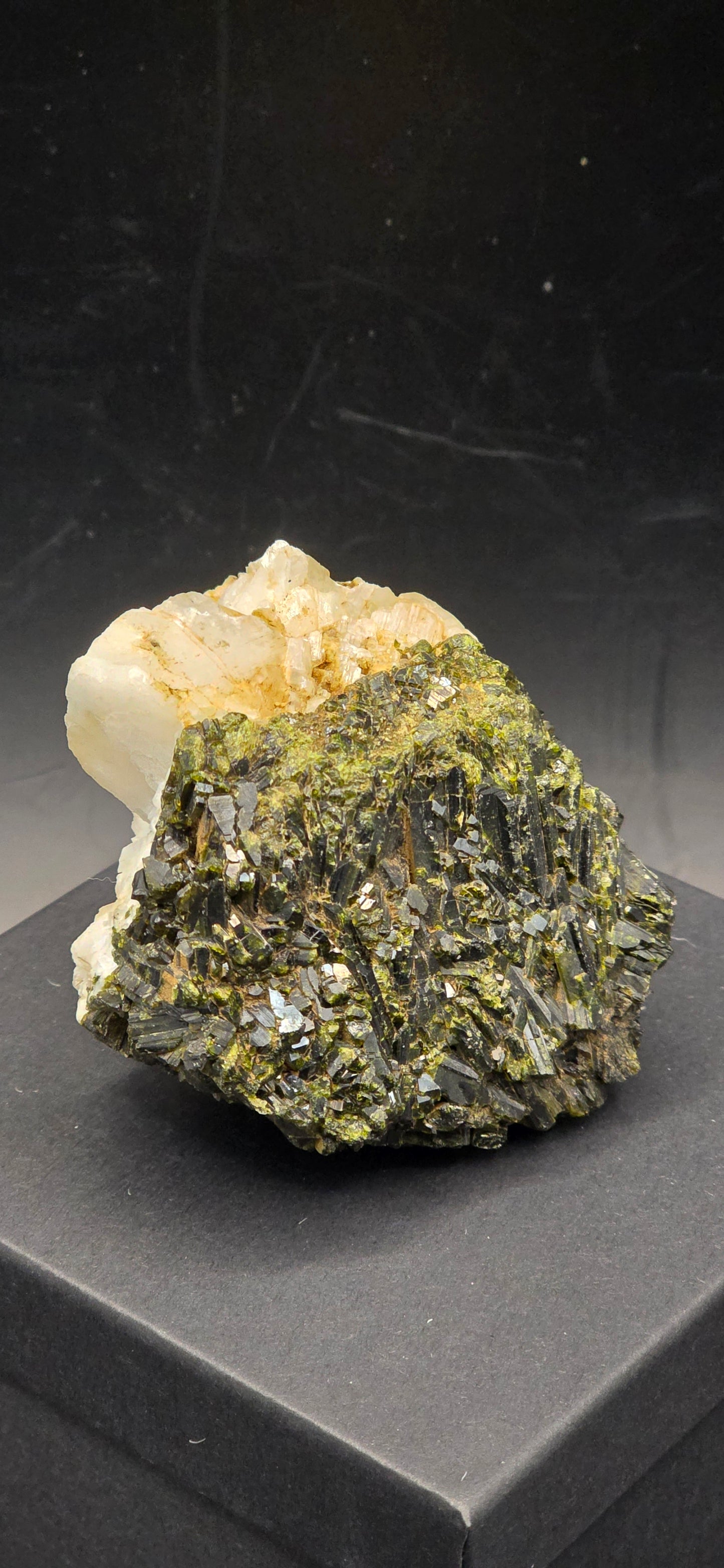 Green Tourmaline & Quartz Matrix w/Epidote  Inclusions - Brazil *5 unusual formation