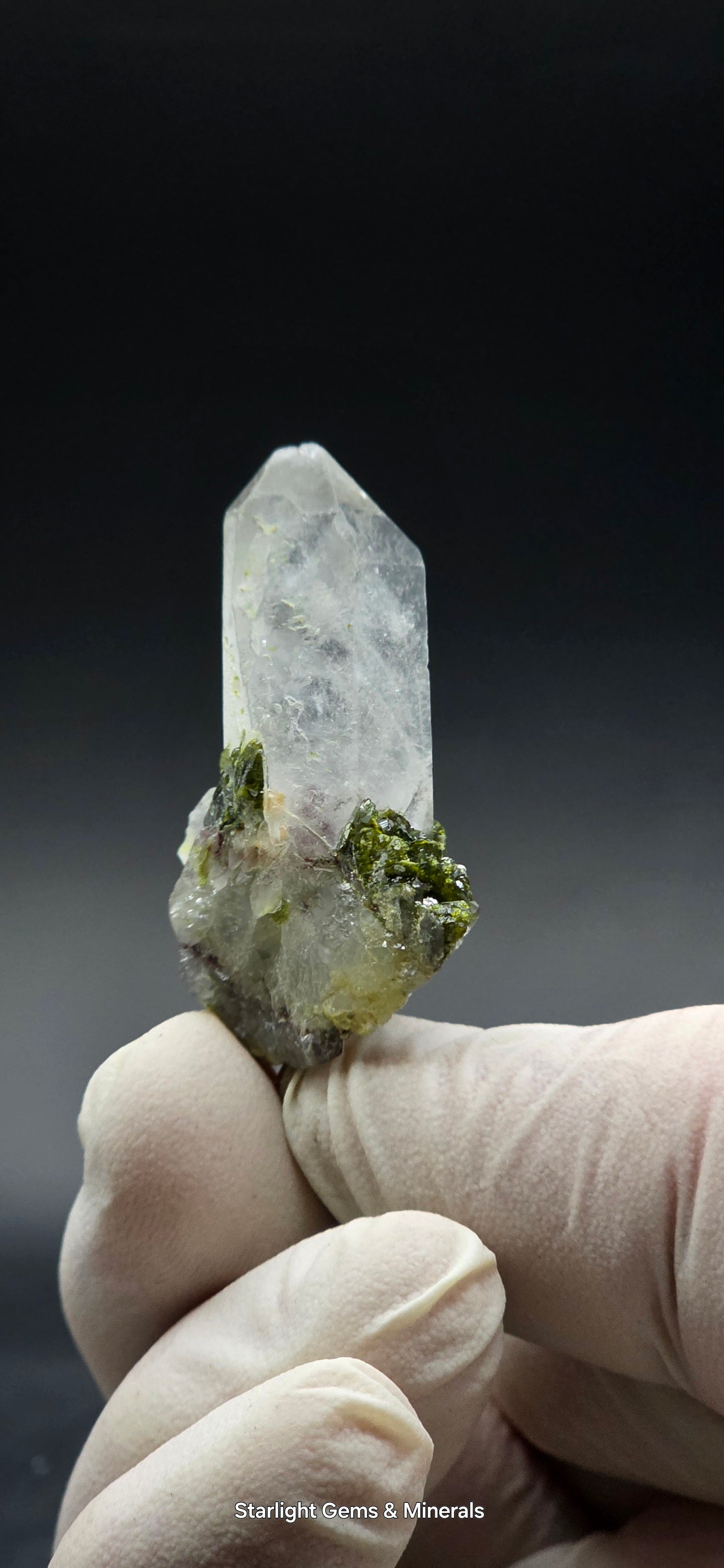 Brazilian Epidote on Super Seven Key Quartz Cluster!