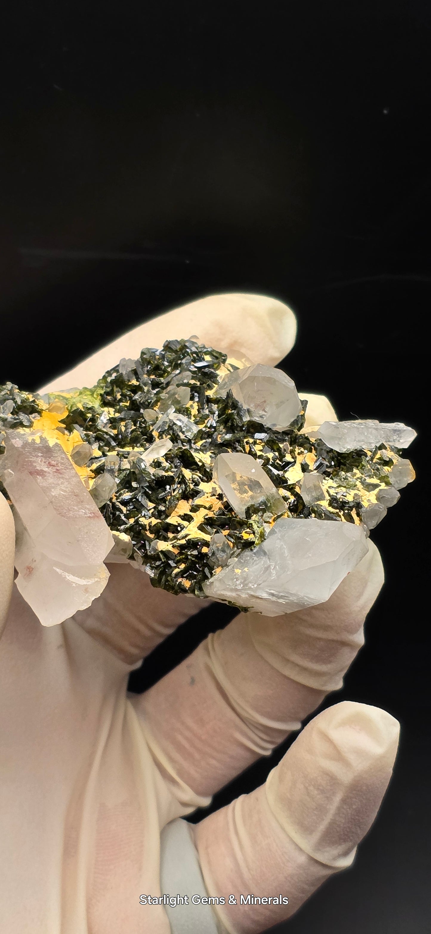 Stunning Super Seven Faden Quartz on Epidote Blade Matrix from Brazil!