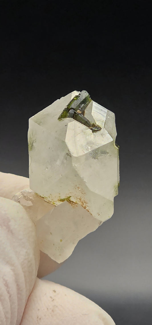Brazilian S7 Sulfopyright Quartz Button w/ Epidote Blade Inclusions!