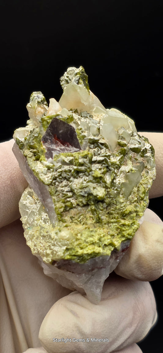 Beautiful Epadote Forest on Super Seven Quartz Matrix from Brazil!