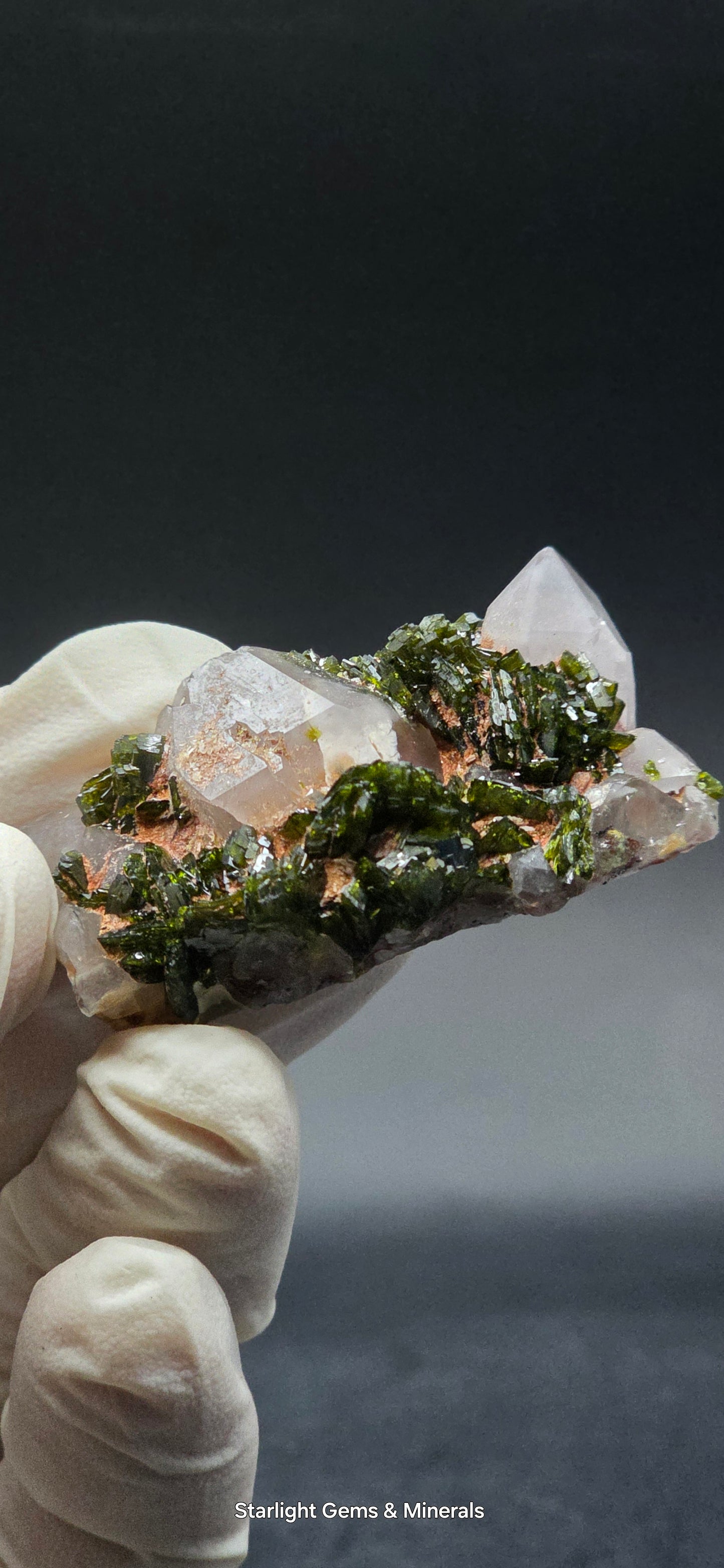 Brazilian Epidote on Phantom Sulfopyright Super Seven Quartz Matrix!