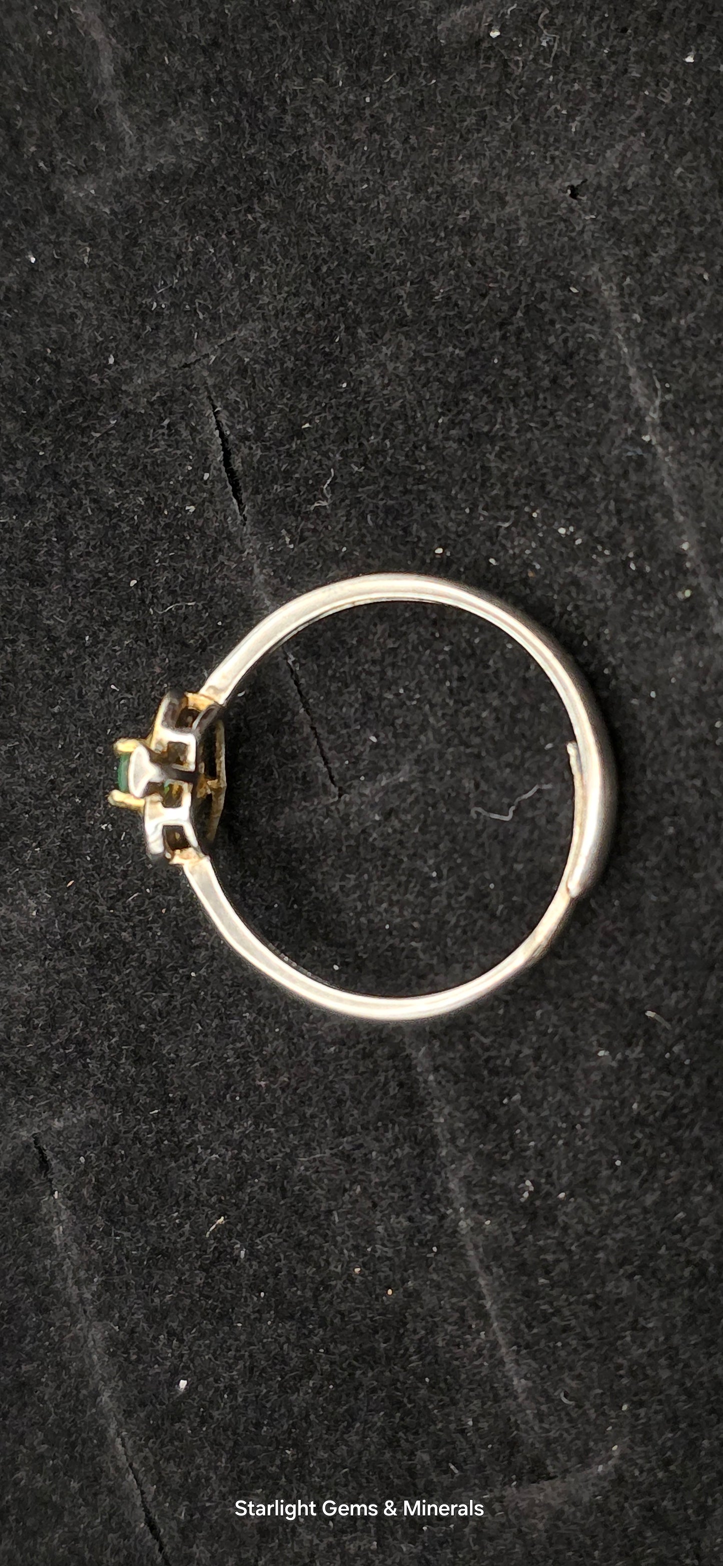 Adjustable S-925 Gold Plated Victorian Ace Ring, w/ Natural Columbian Emerald Center Facet!