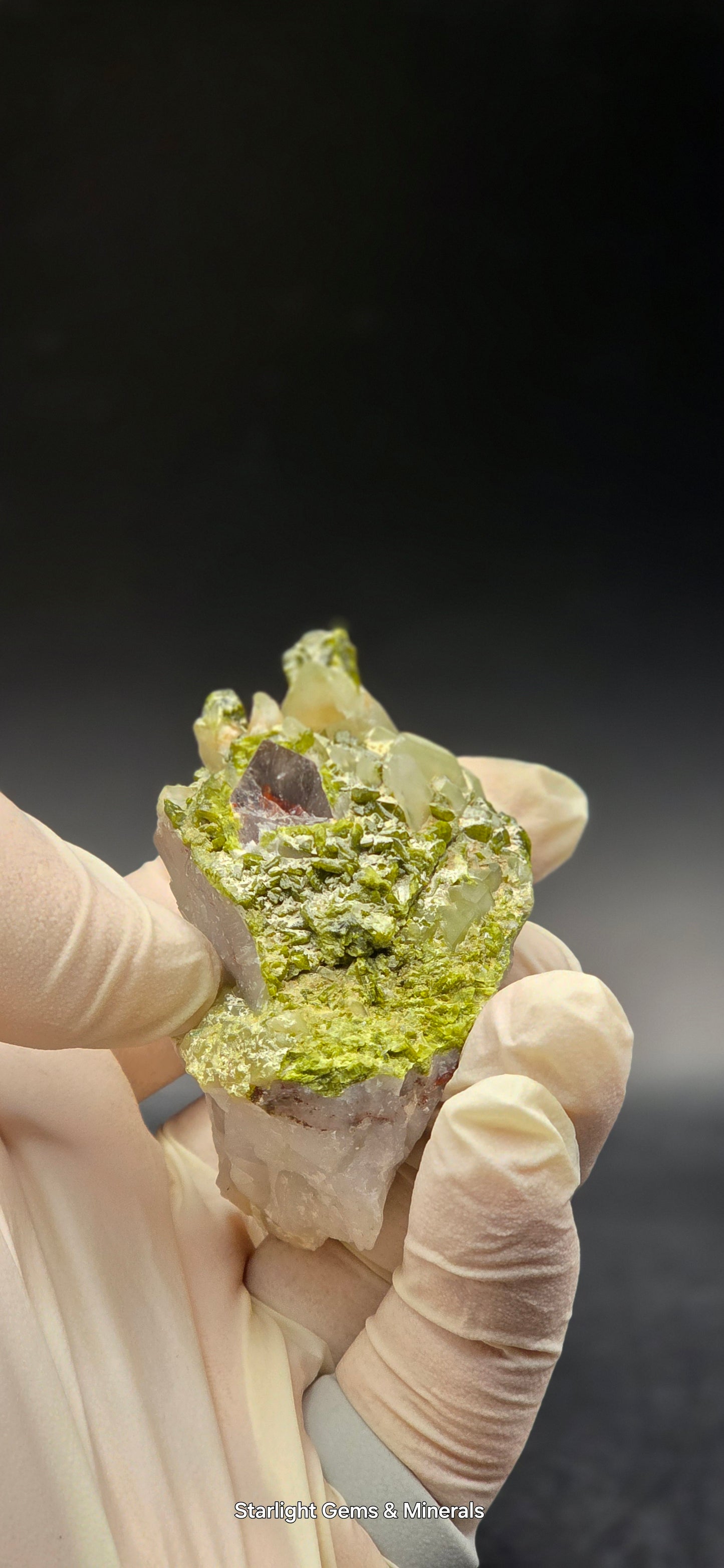 Beautiful Epadote Forest on Super Seven Quartz Matrix from Brazil!