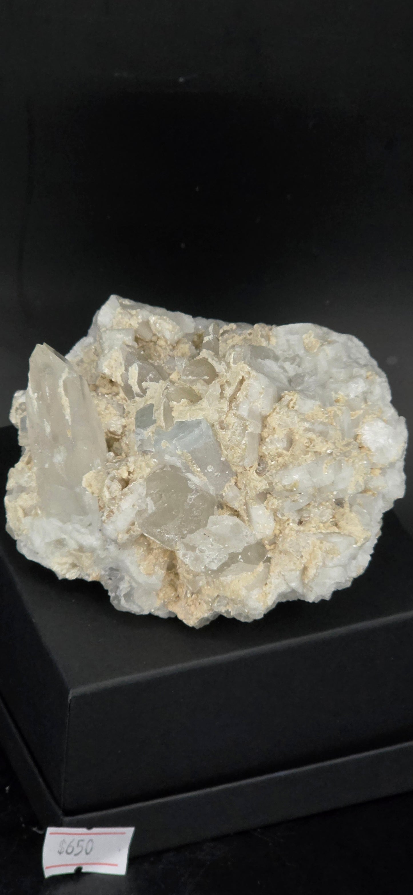 Erongo Region Namibian Aquamarine Matrix w/ Beautiful Micha, Quartz, Stunning UV/PL Calcite Coating, and Fluorite.As the primary crystals